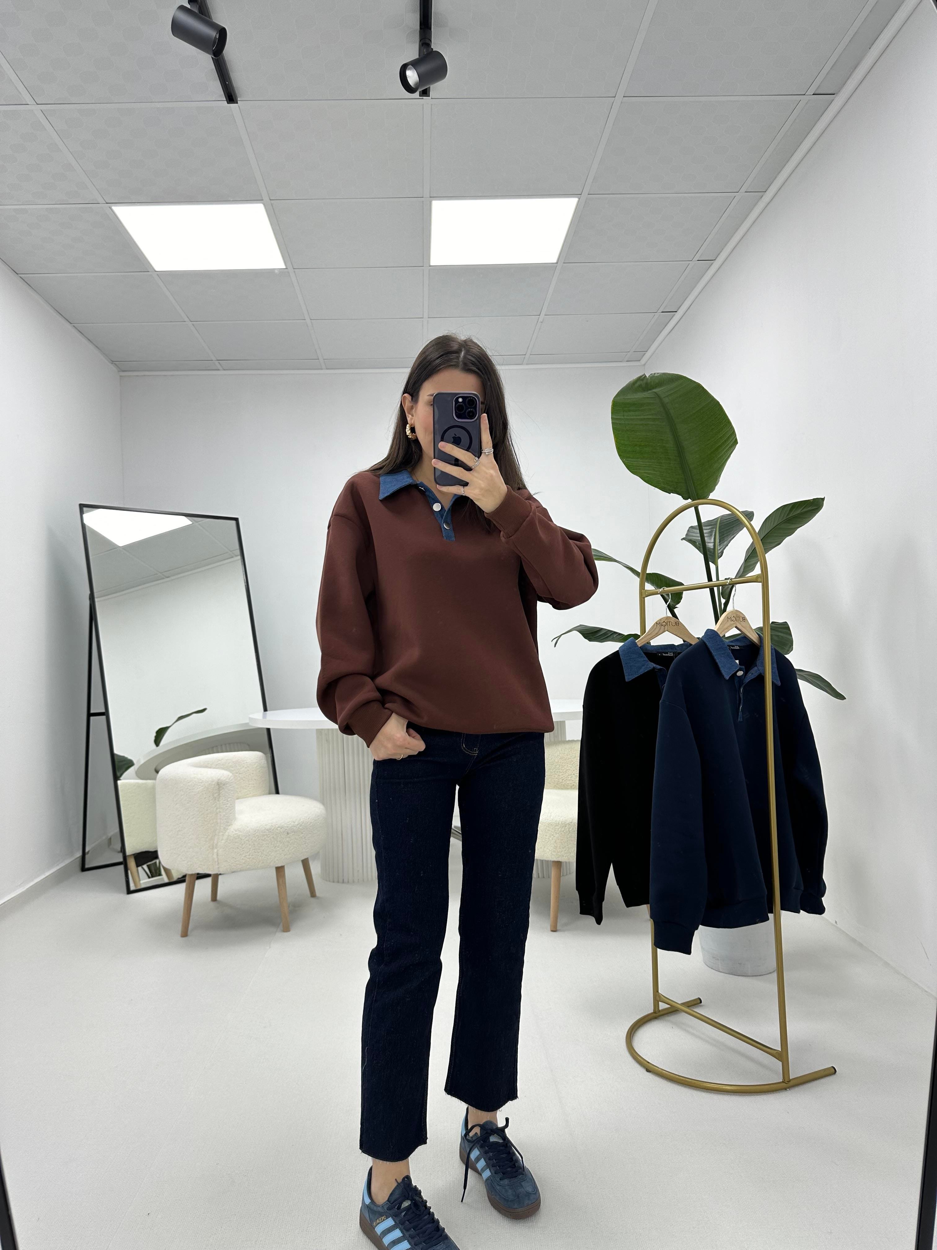 Kot Yaka Detaylı Sweat