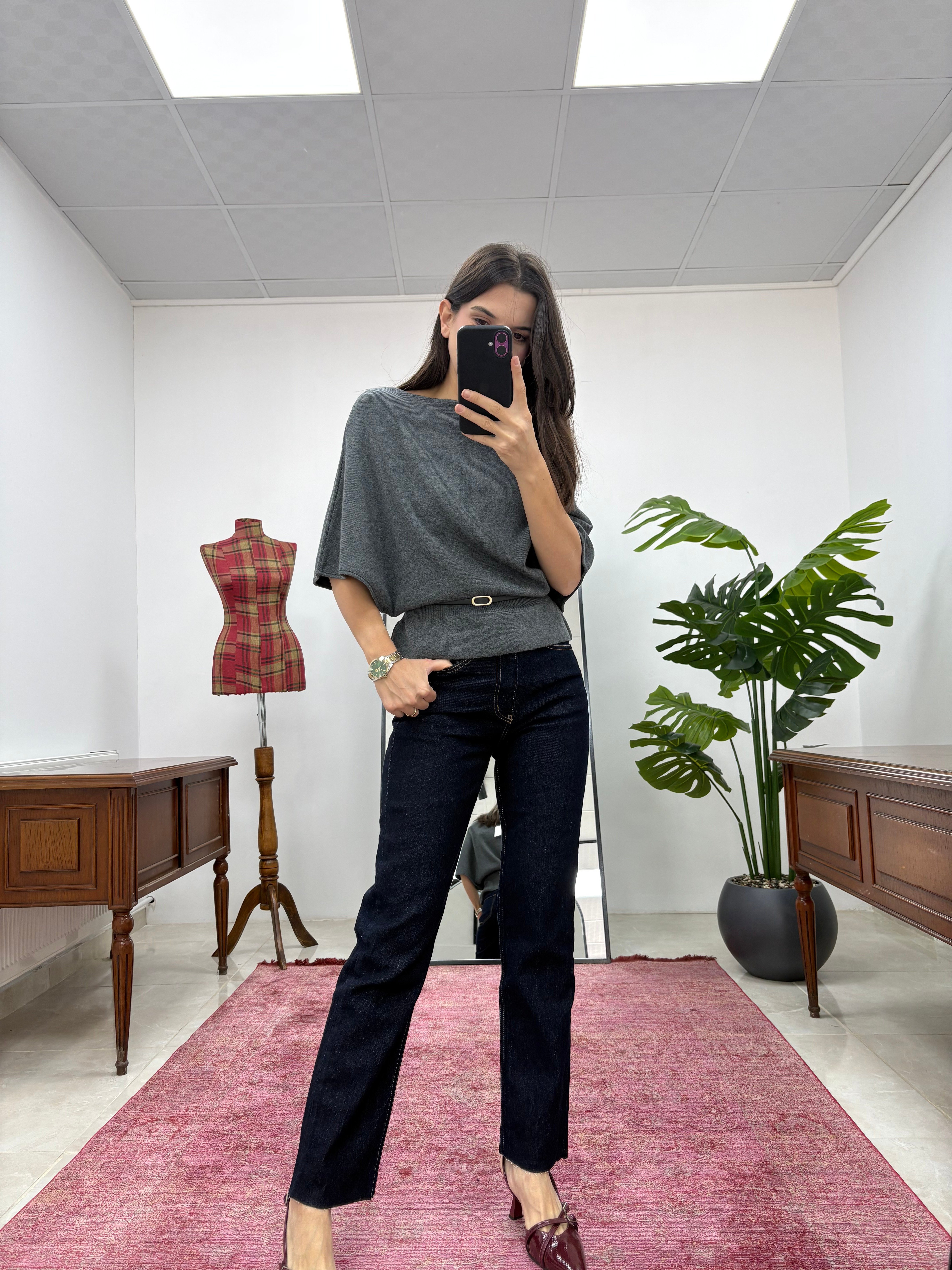 Koyu Mavi  Boyfit Jean Pantolon 