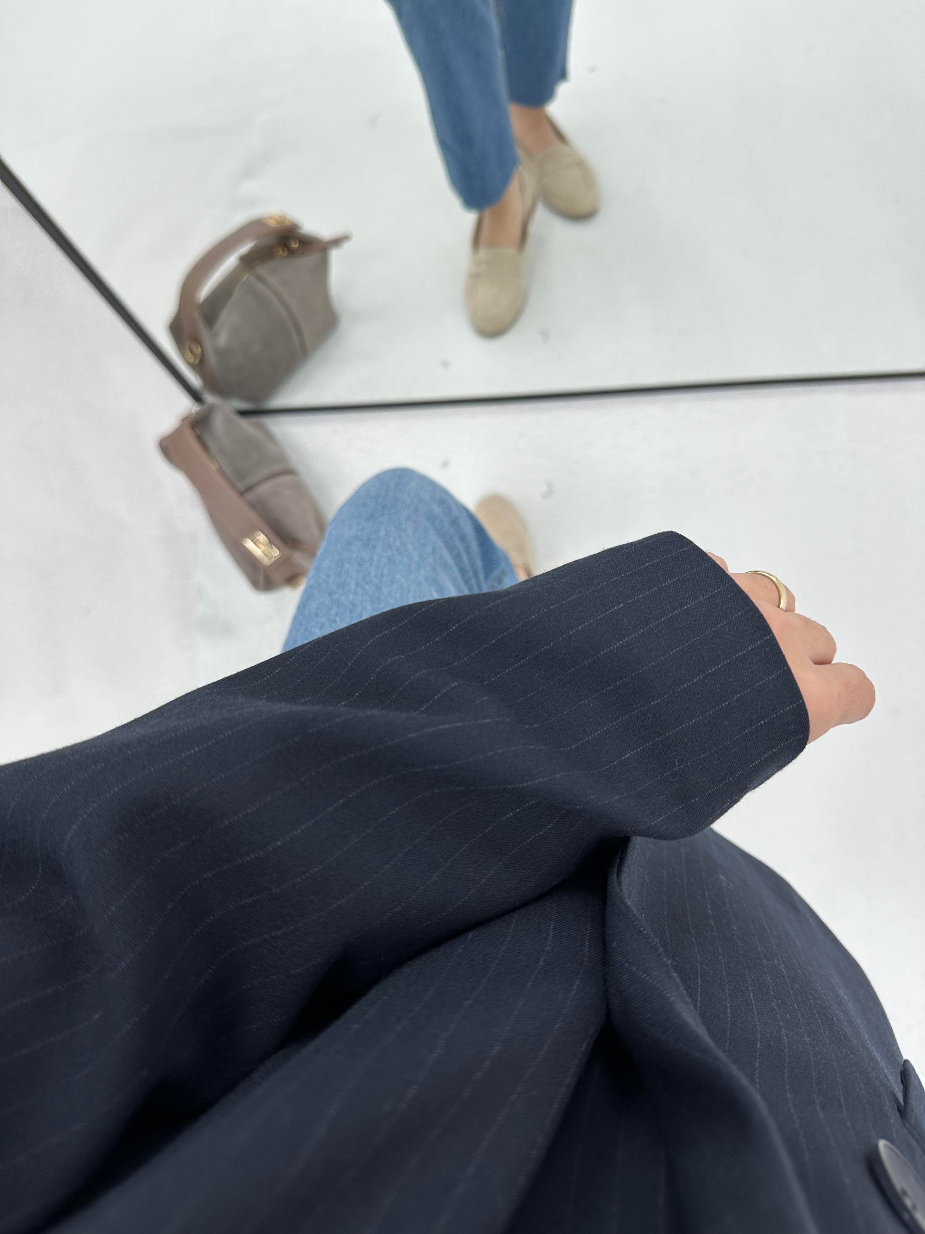 Lacivert Çizgili Blazer Ceket 