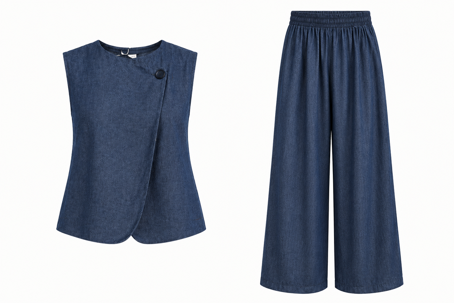 Lacivert Yelek Pantolon Denim Takım