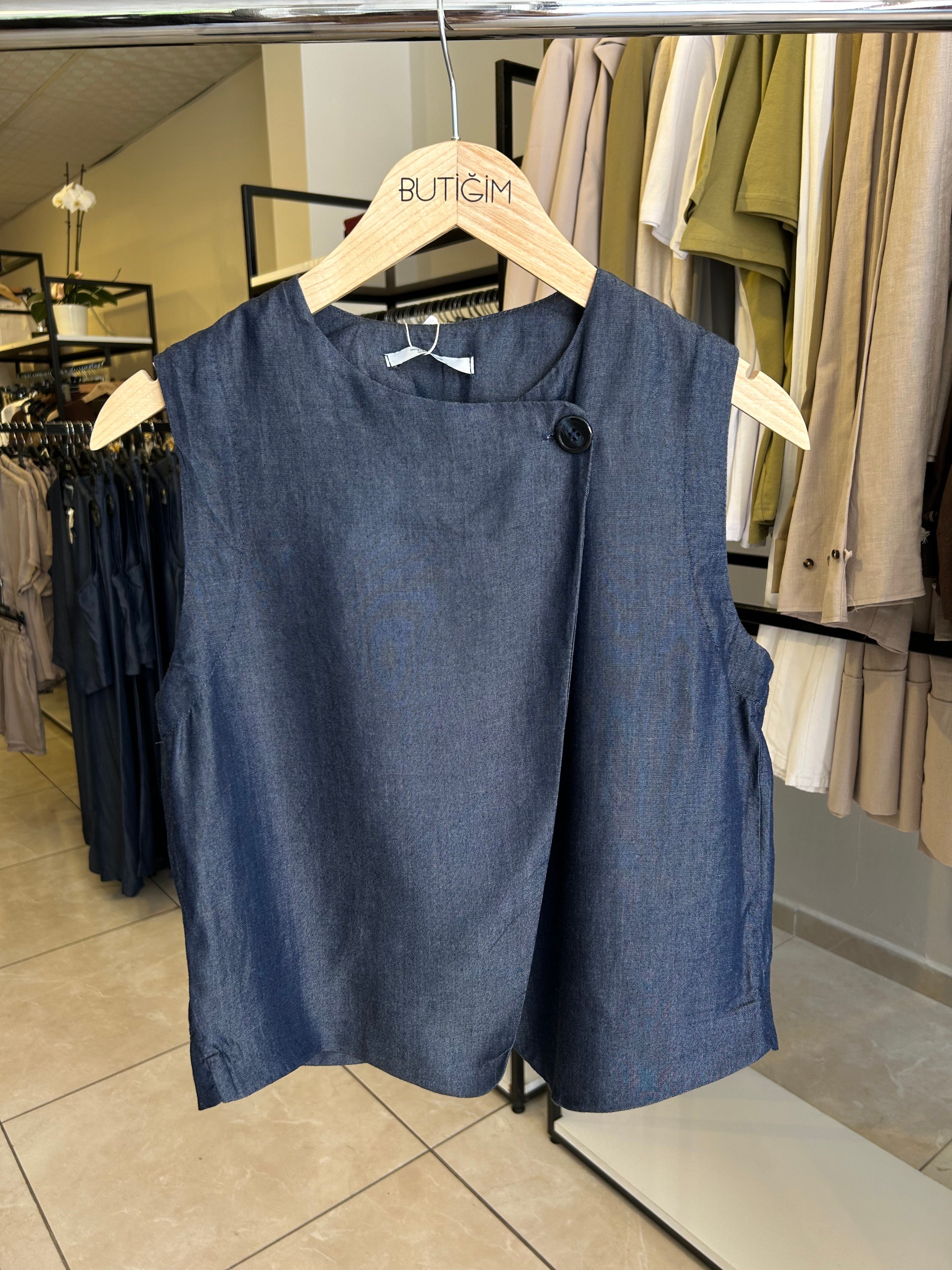 Lacivert Yelek Pantolon Denim Takım