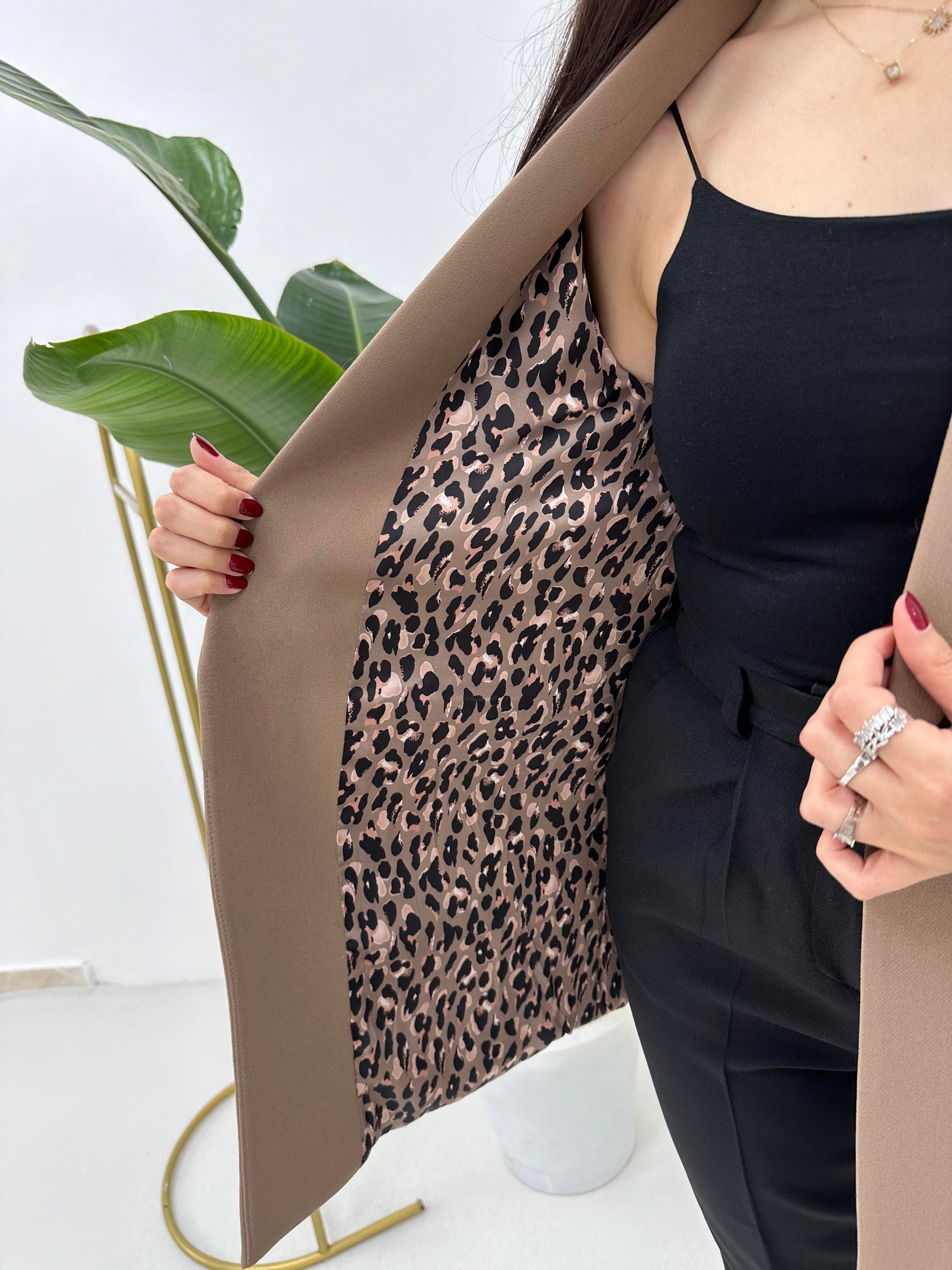 Leopar Astarlı Kahve Ceket 