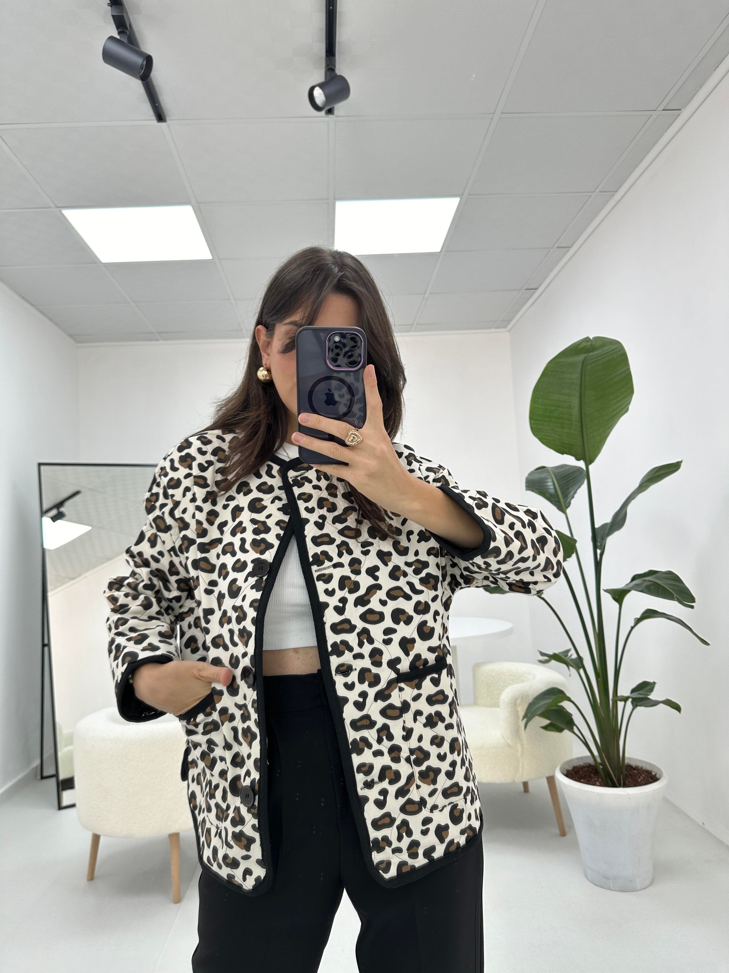 Leopar Desenli Bomber Ceket 
