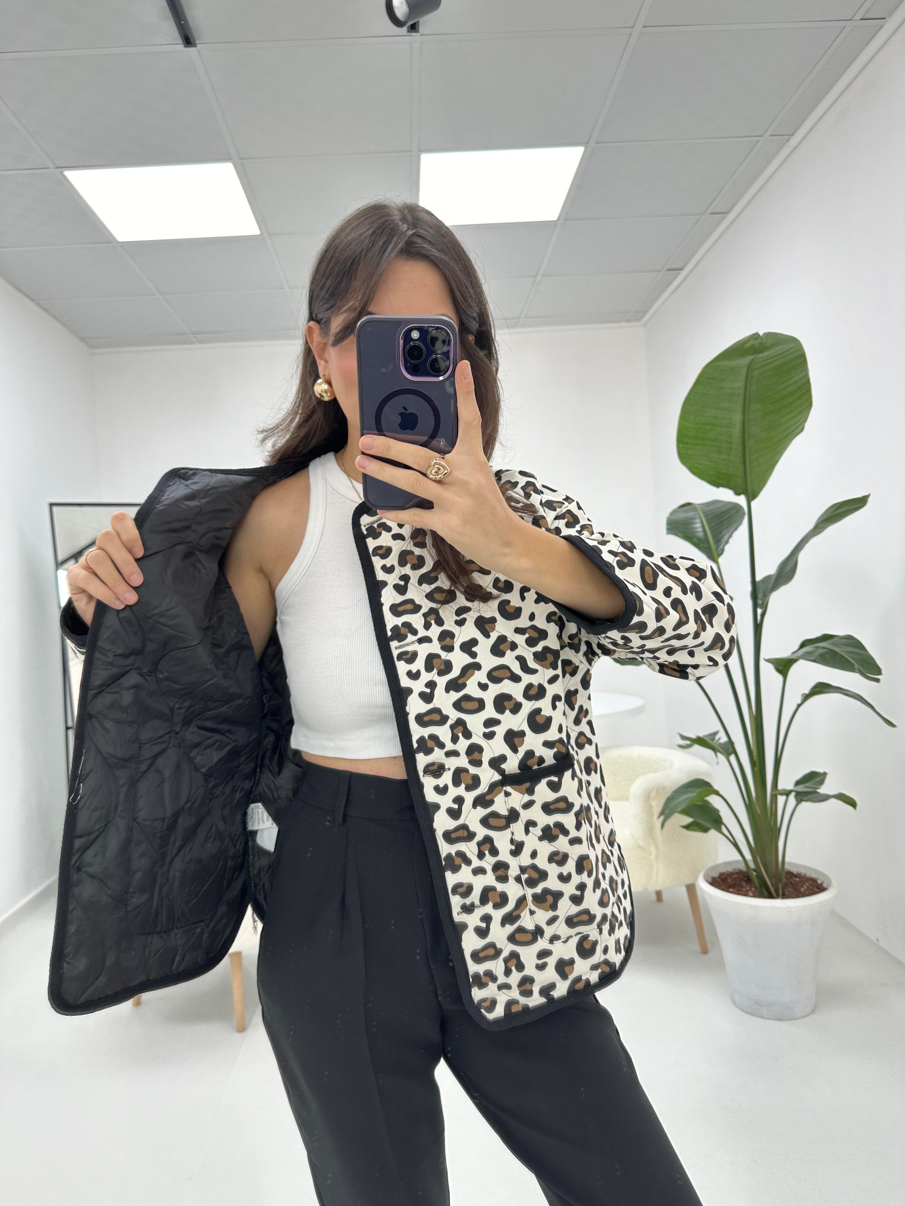 Leopar Desenli Bomber Ceket 