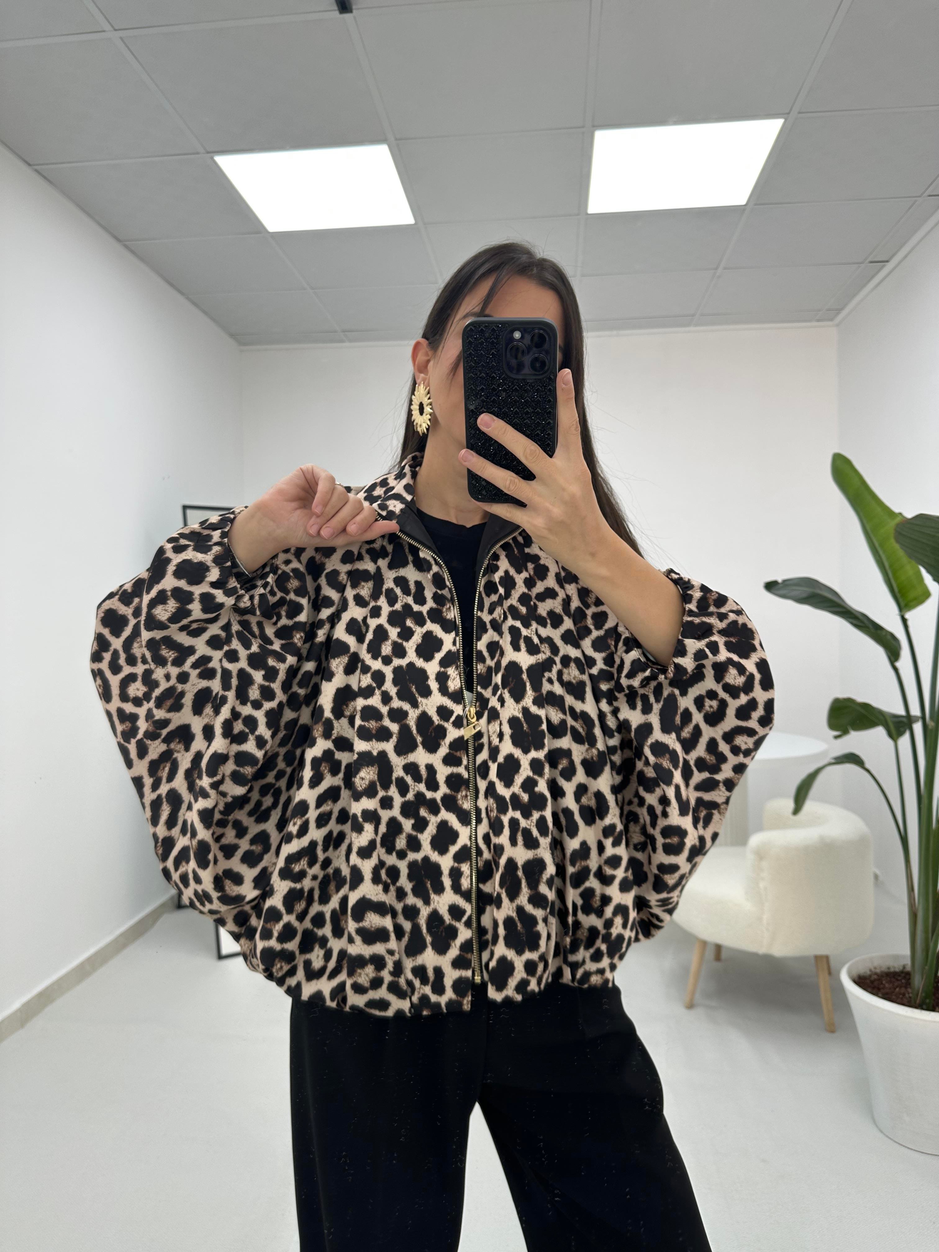 Leopar Desenli Bomber Ceket 