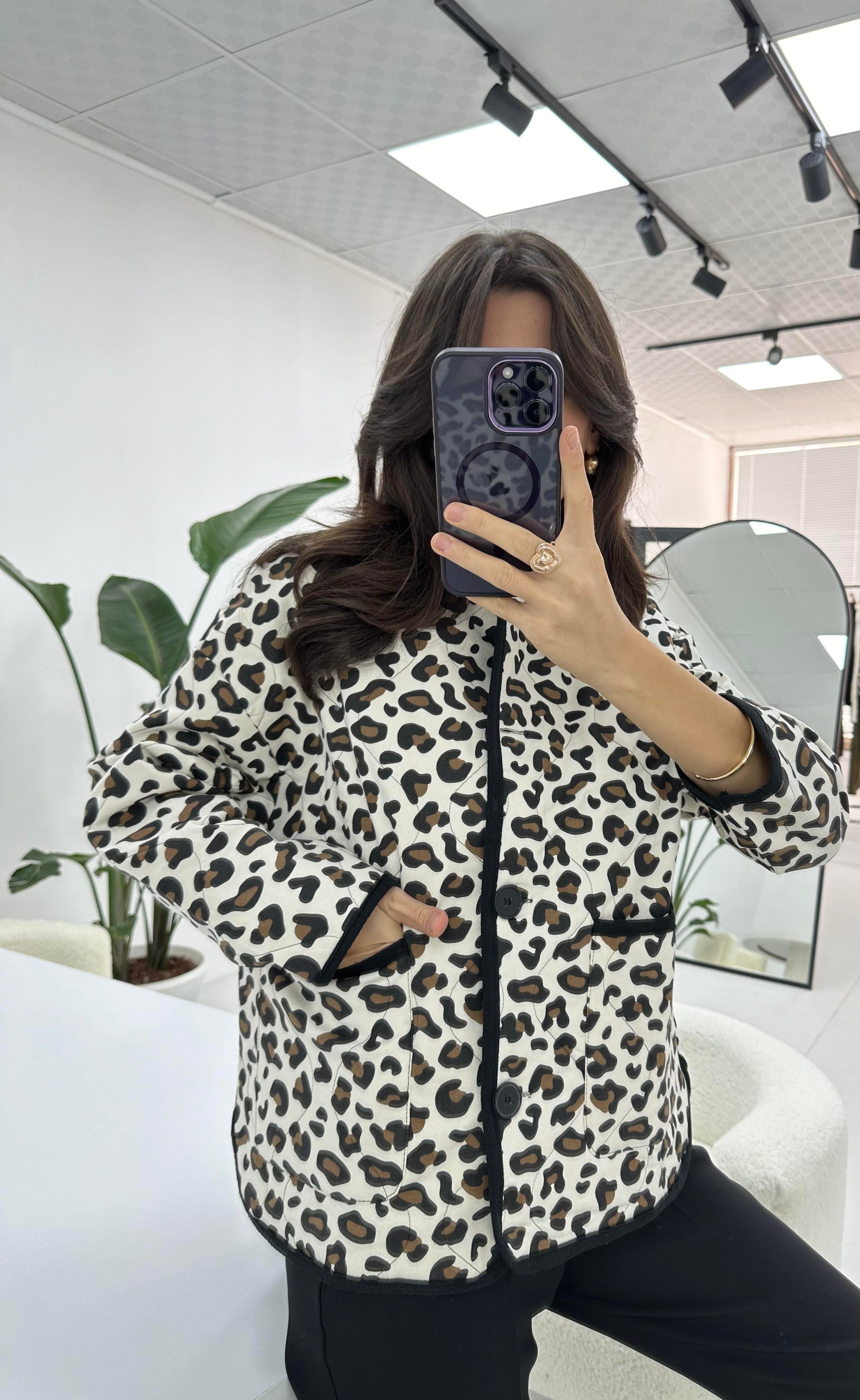 Leopar Desenli Bomber Ceket 