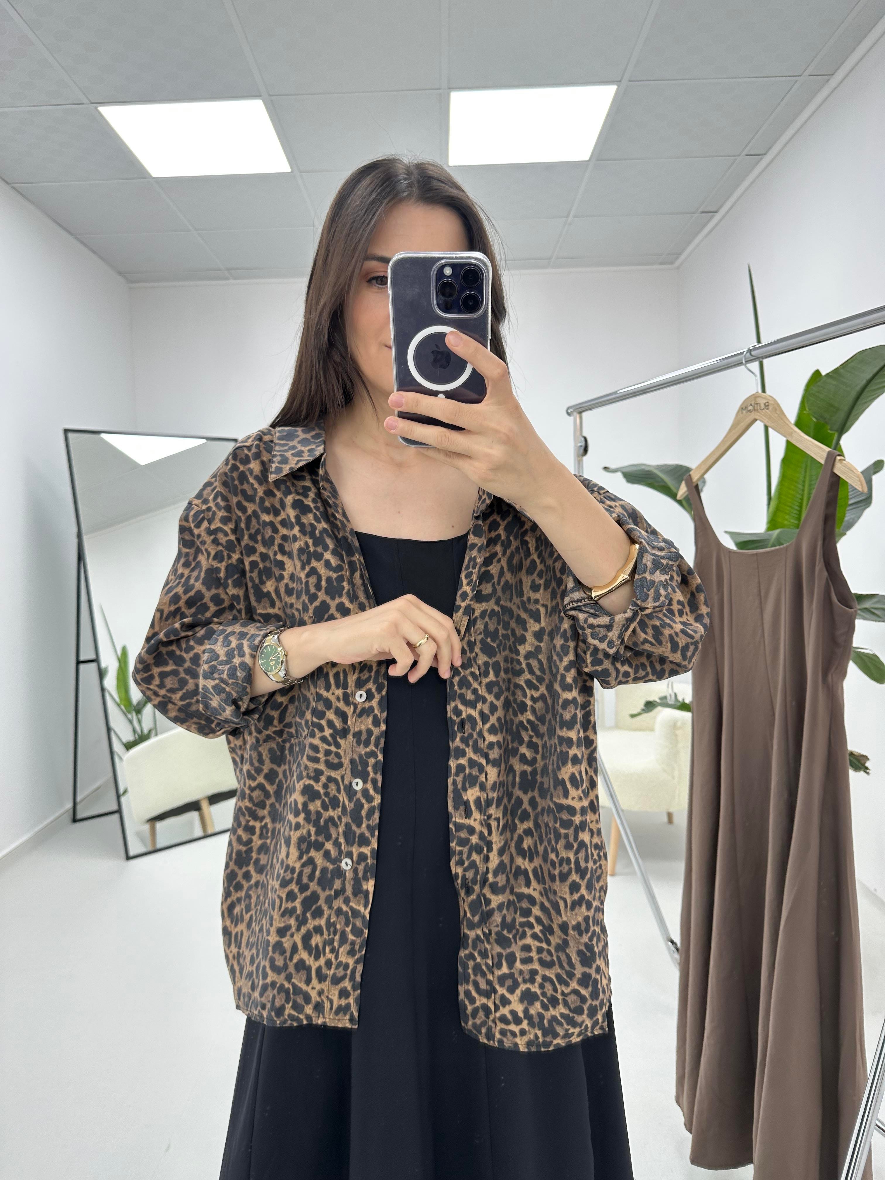 Leopar Desenli Gömlek