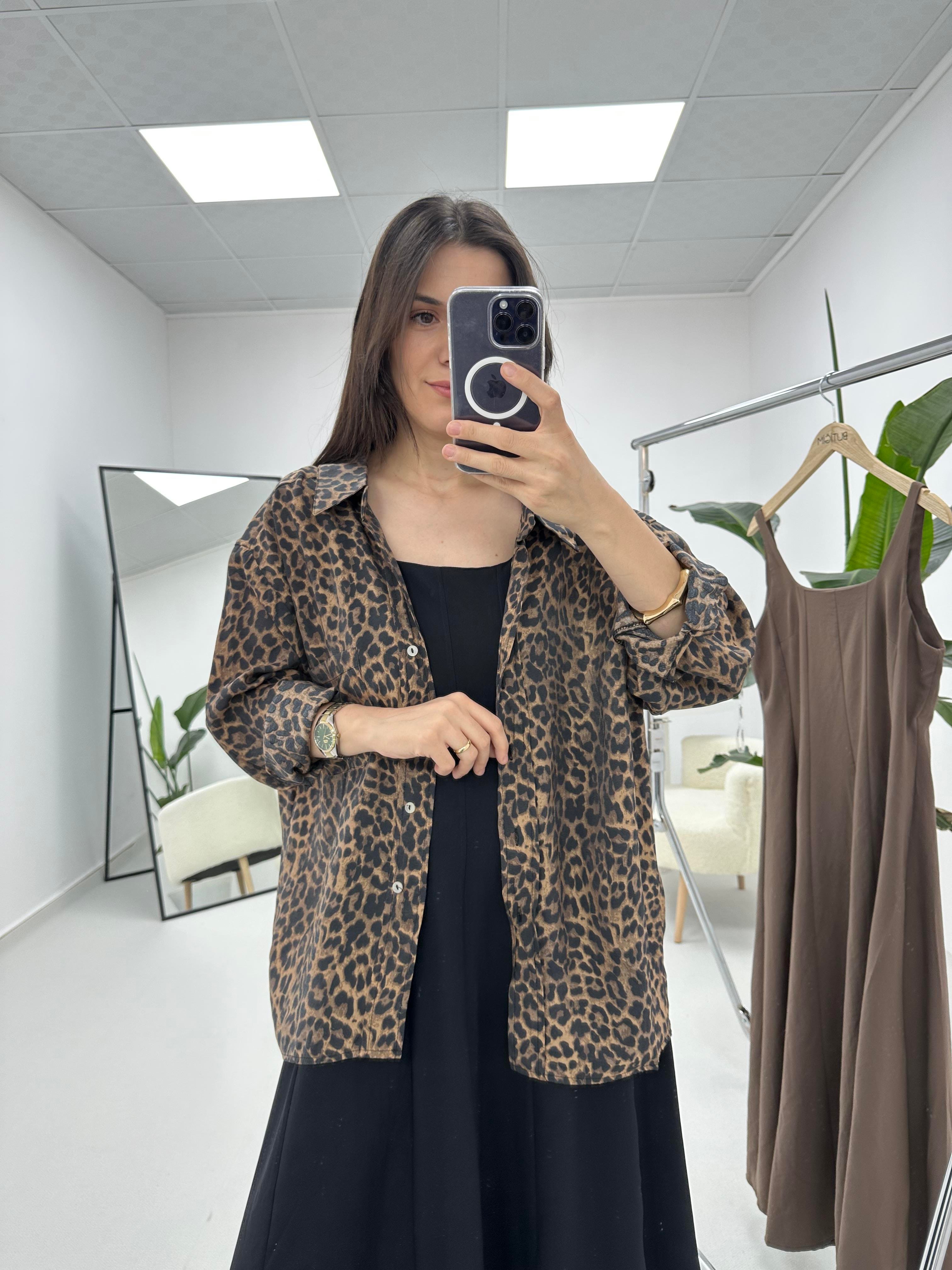 Leopar Desenli Gömlek