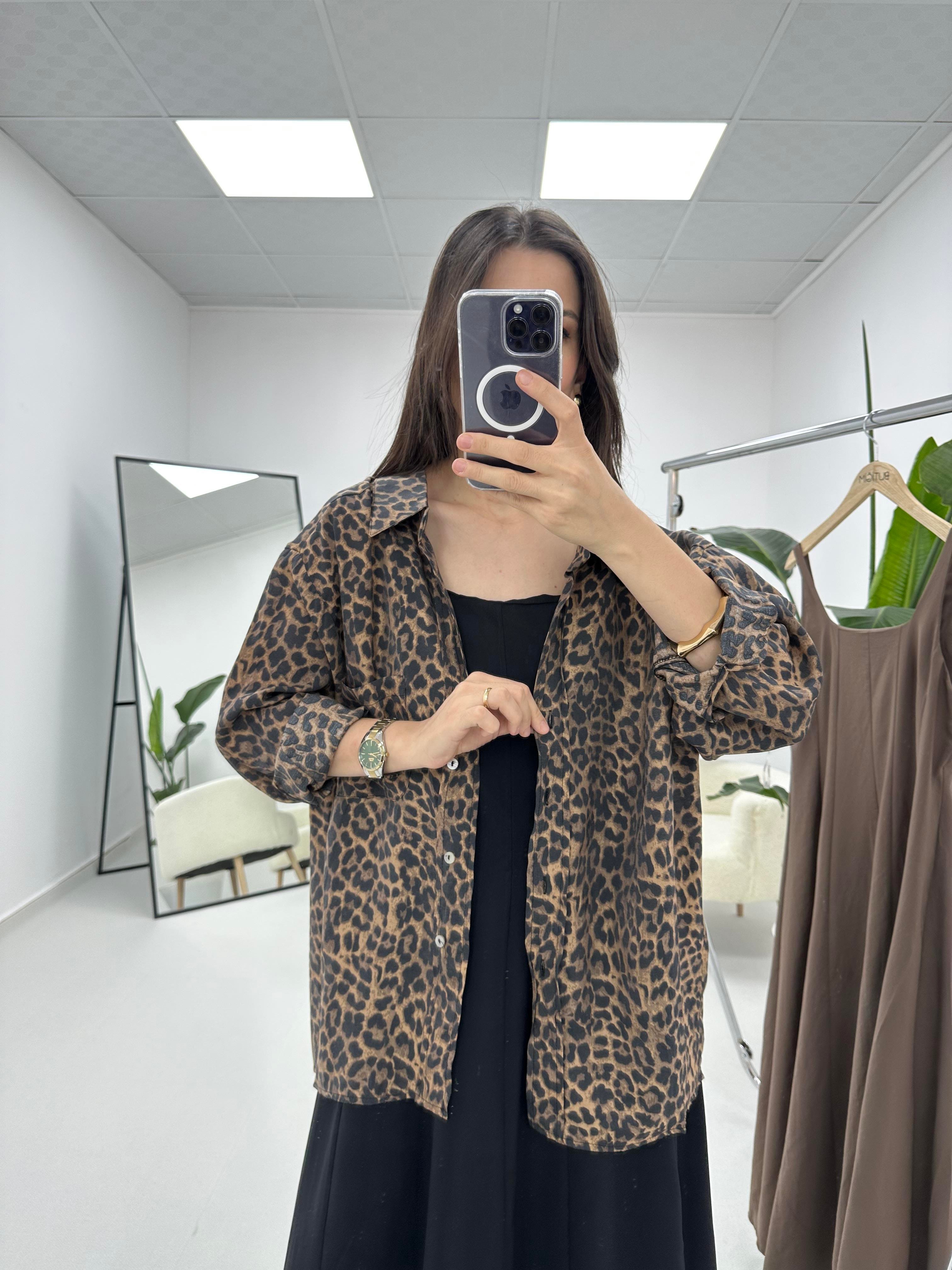 Leopar Desenli Gömlek