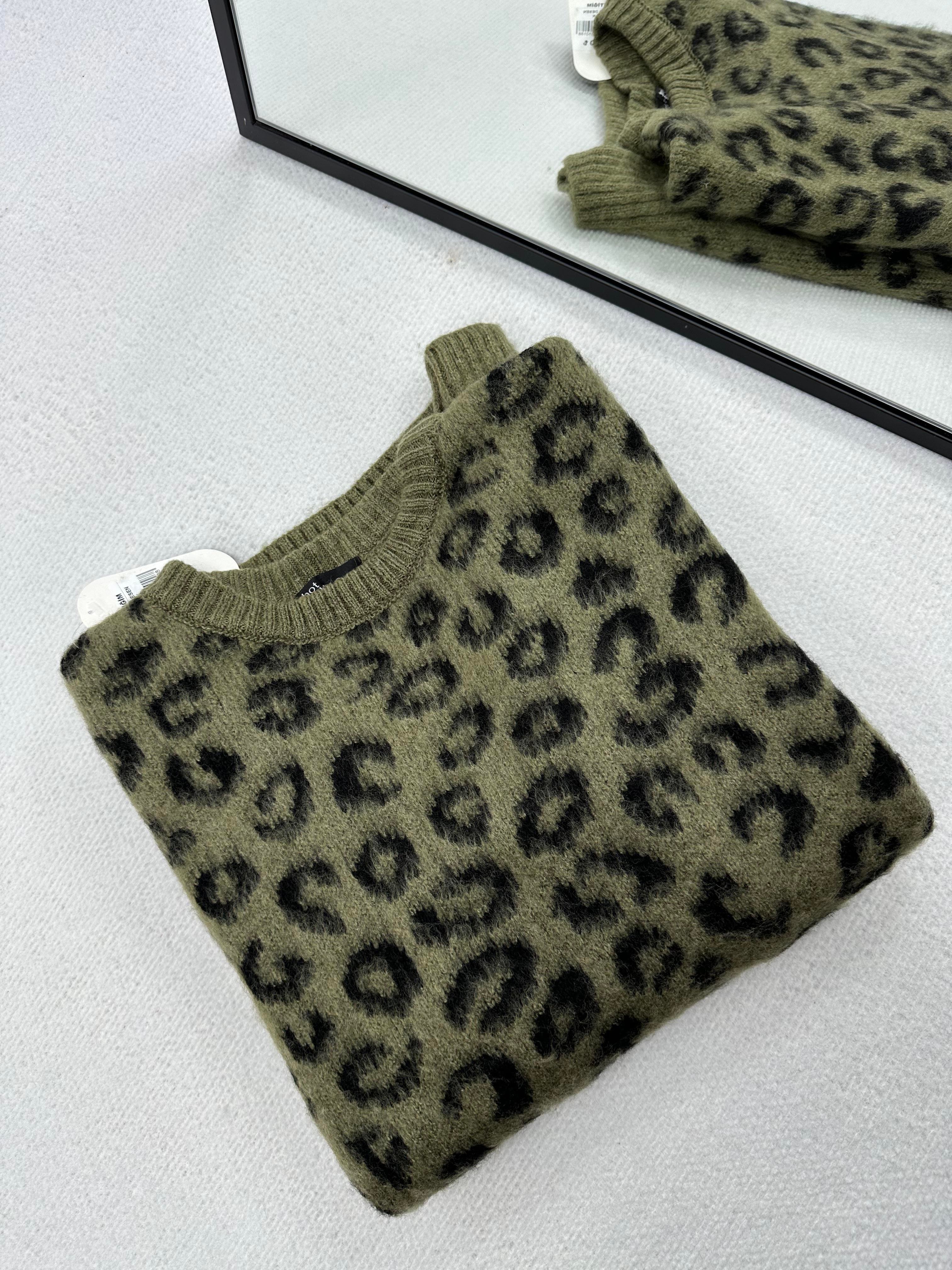 Leopar Desenli Şardonlu Haki  Kazak