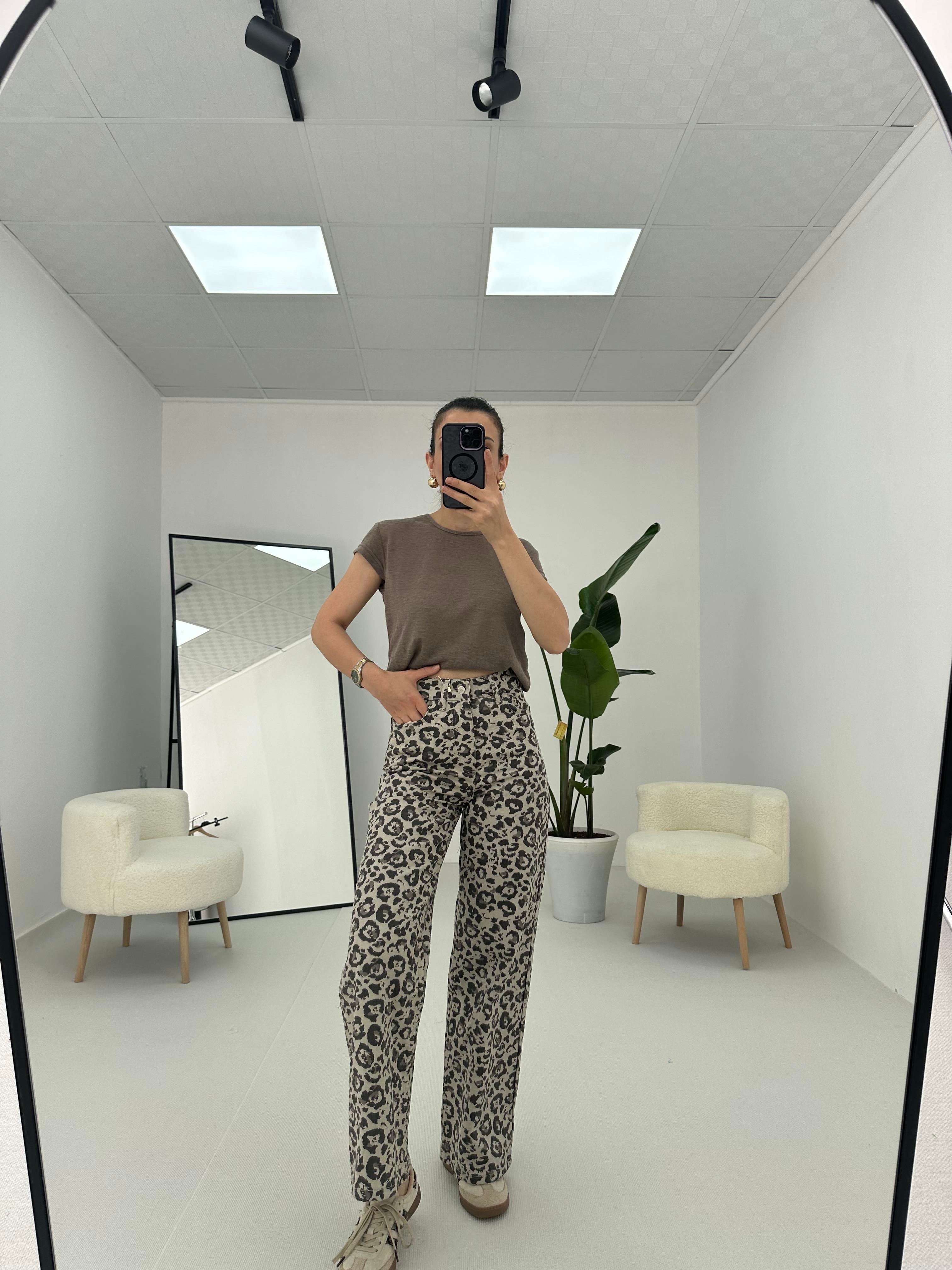 Leopar Pantolon Vizon