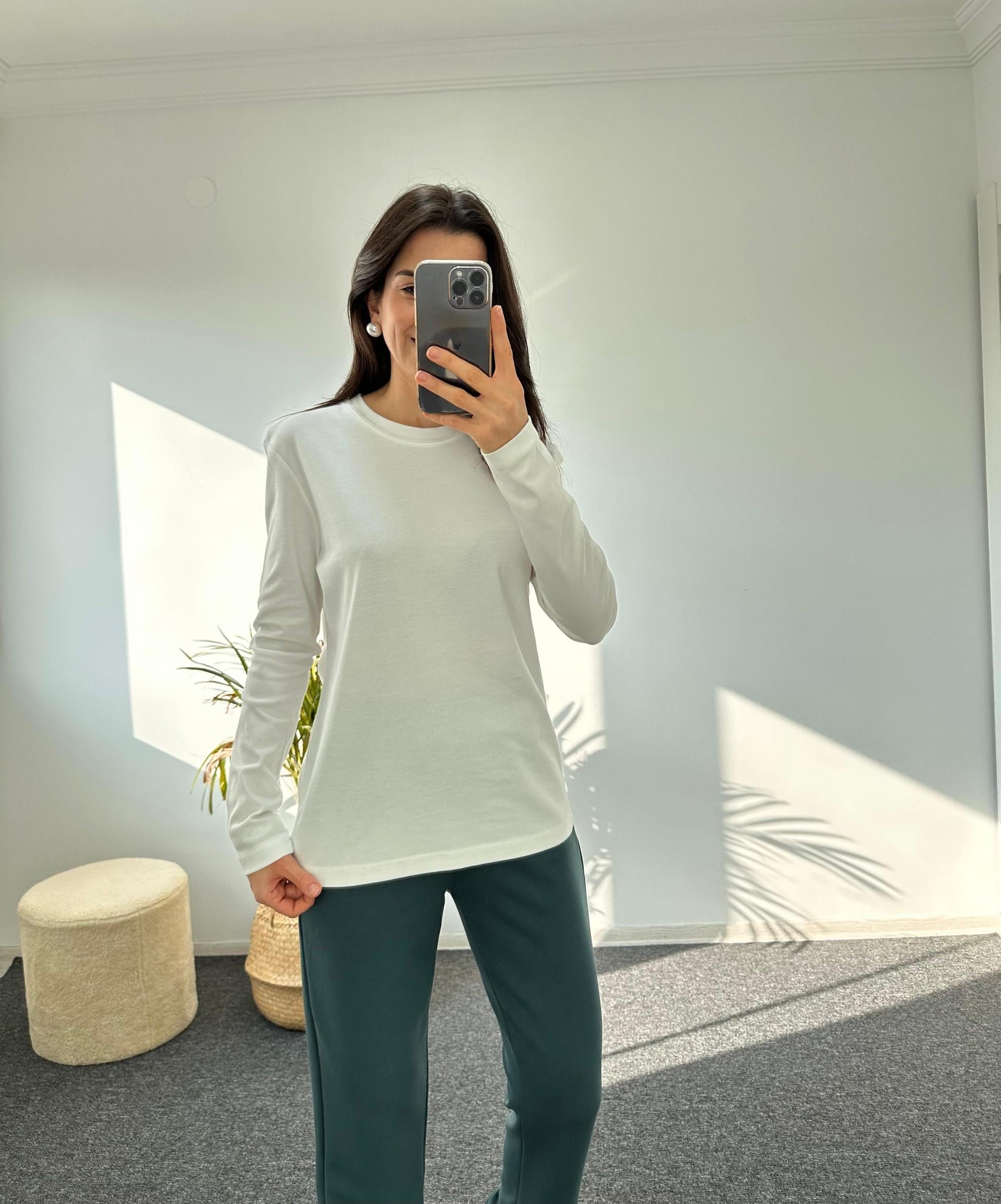 Massimo Bisiklet Yaka  Basic Beyaz Tshirt