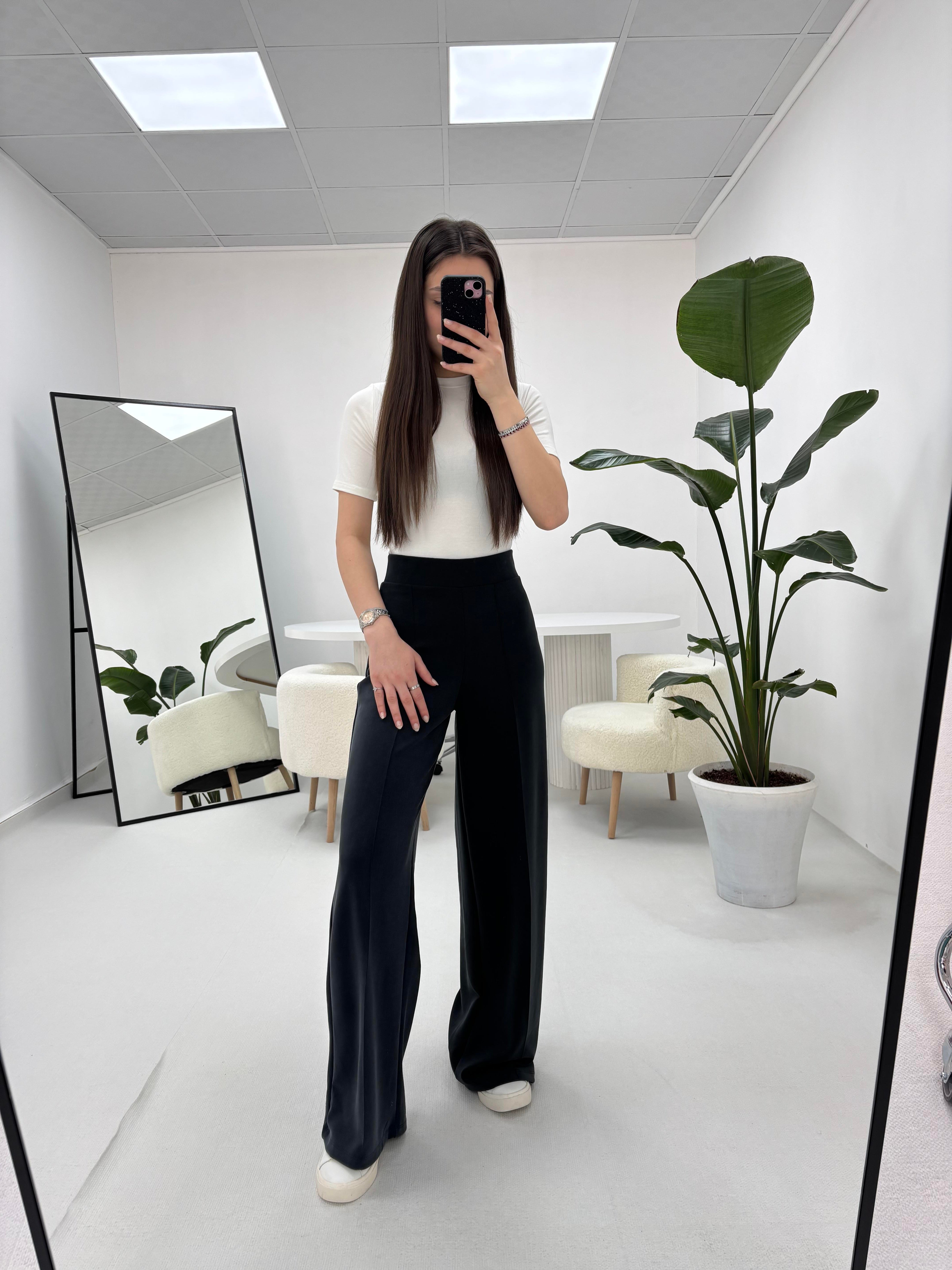Modal Kumaş Antrasit Palazzo Model  Eşofman Altı 