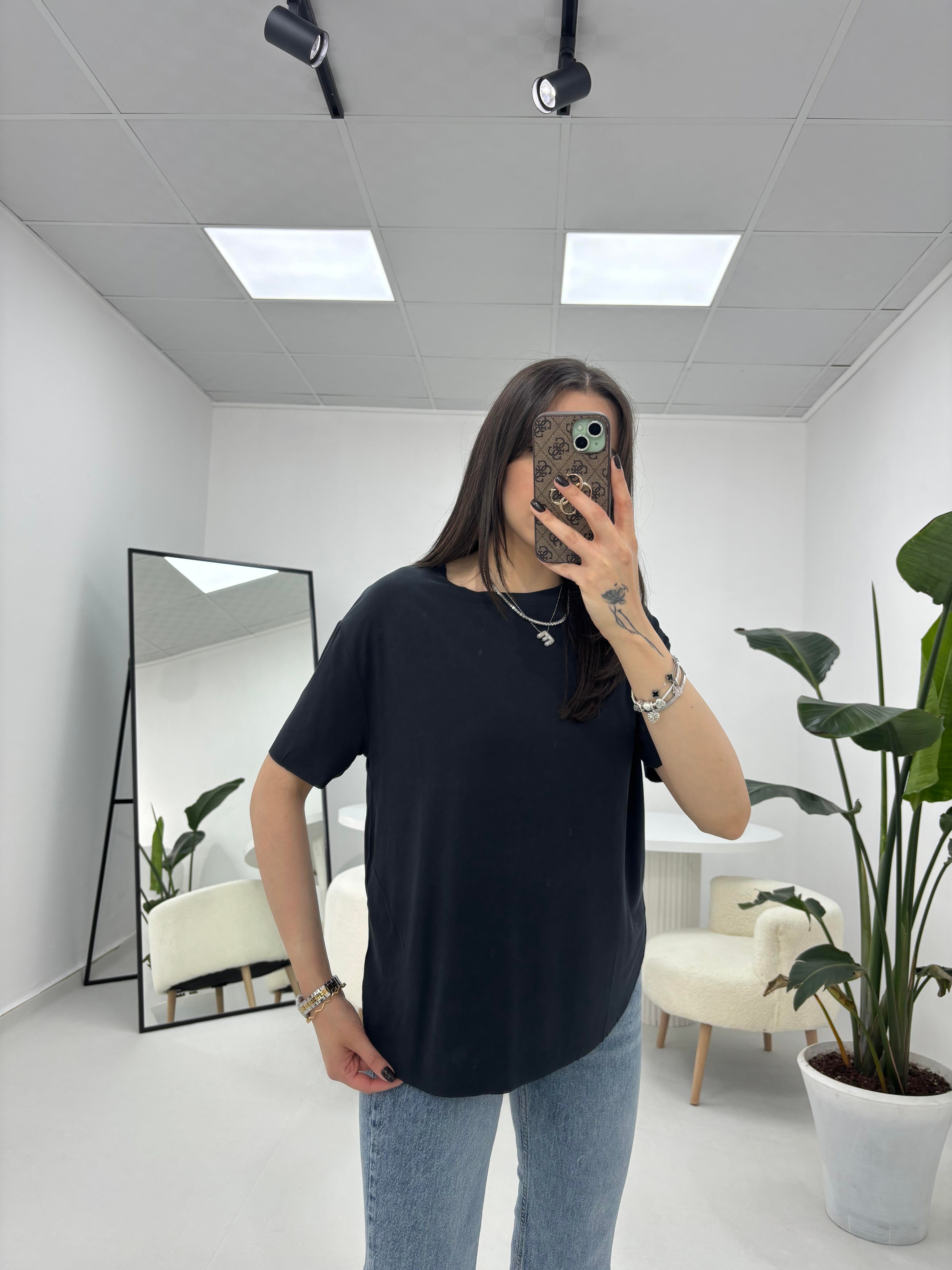 Modal Kumaş Antrasit T-shirt 
