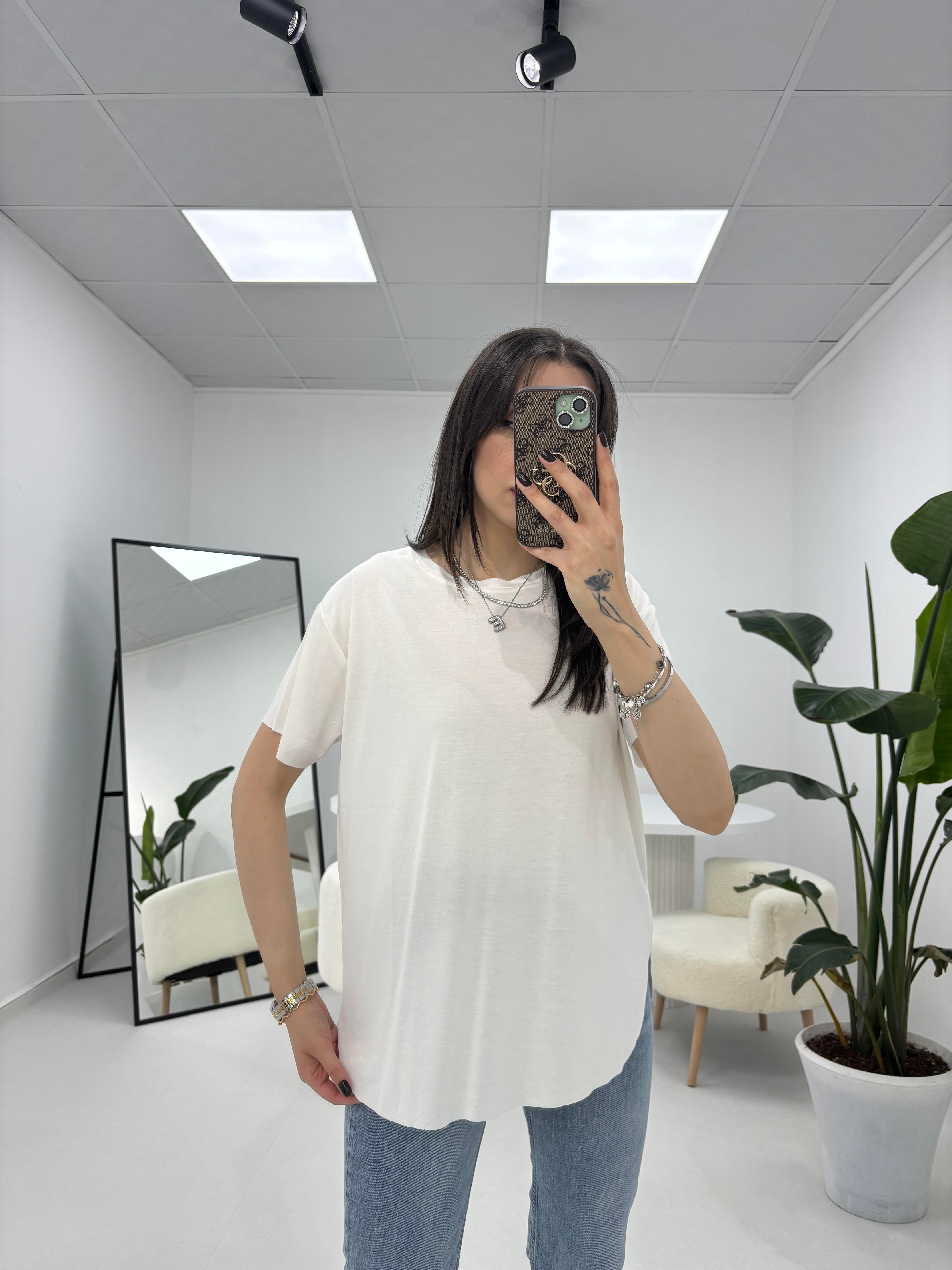 Modal Kumaş Beyaz T-shirt 