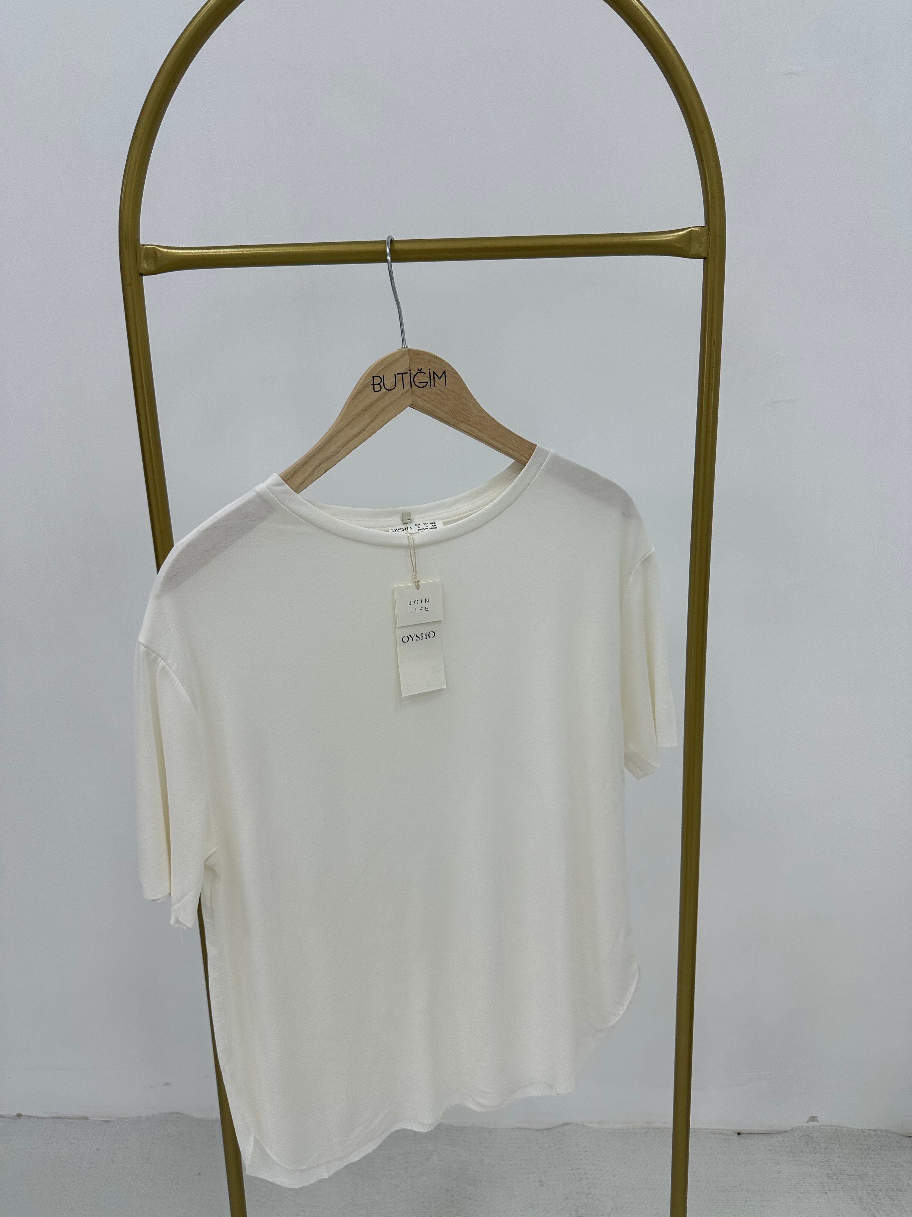 Modal Kumaş Beyaz T-shirt