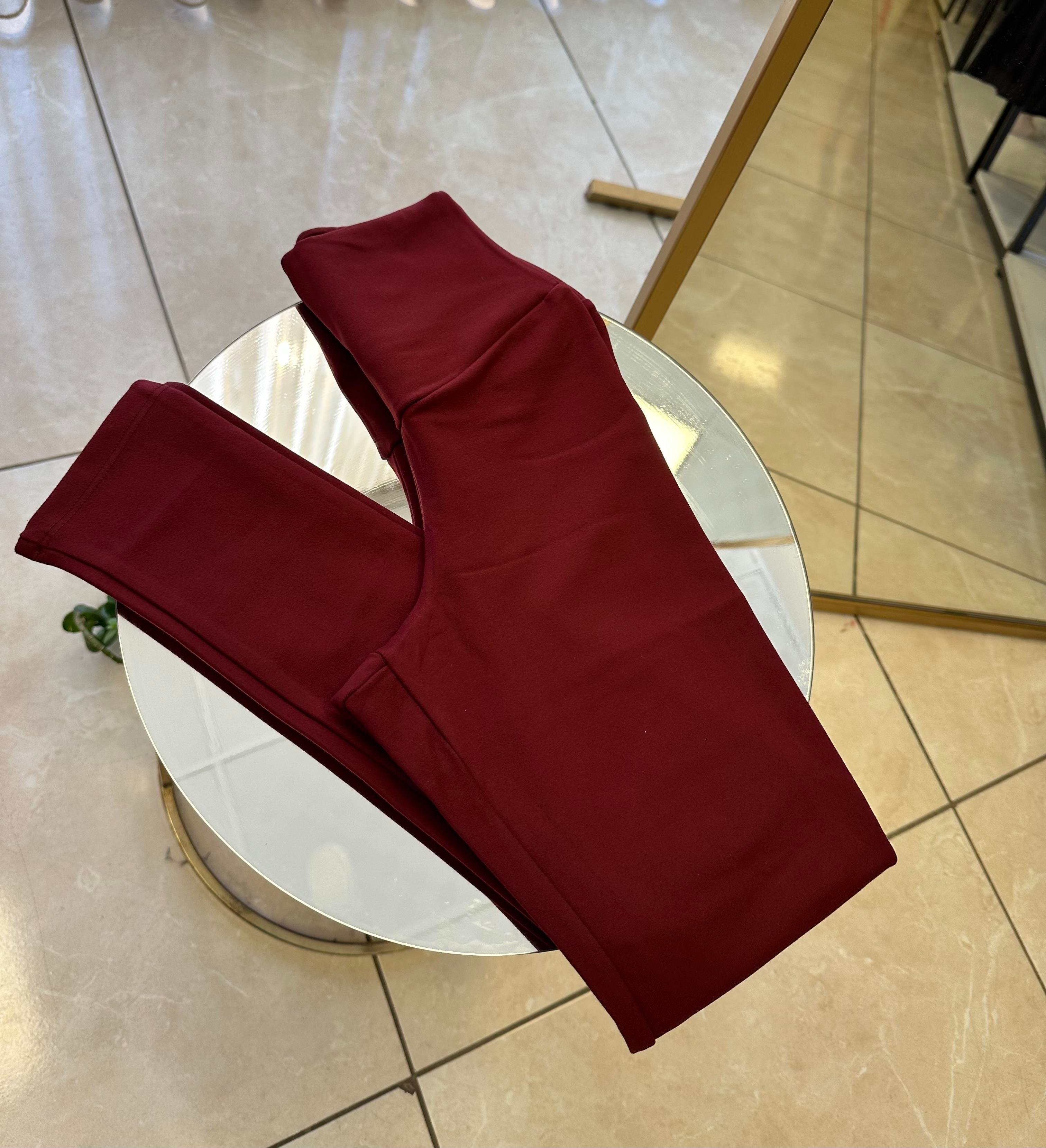 Modal Kumaş Bordo Tayt