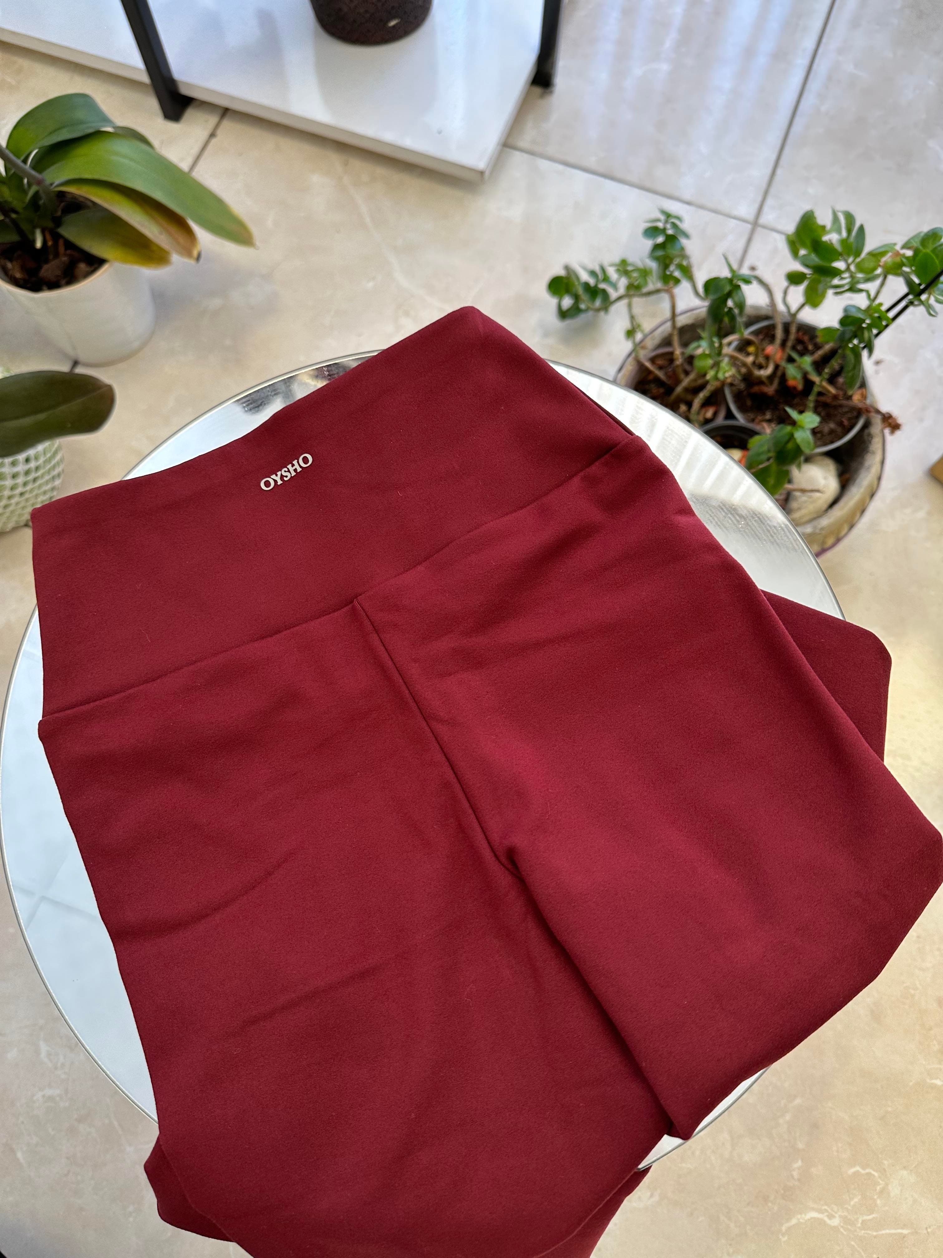 Modal Kumaş Bordo Tayt