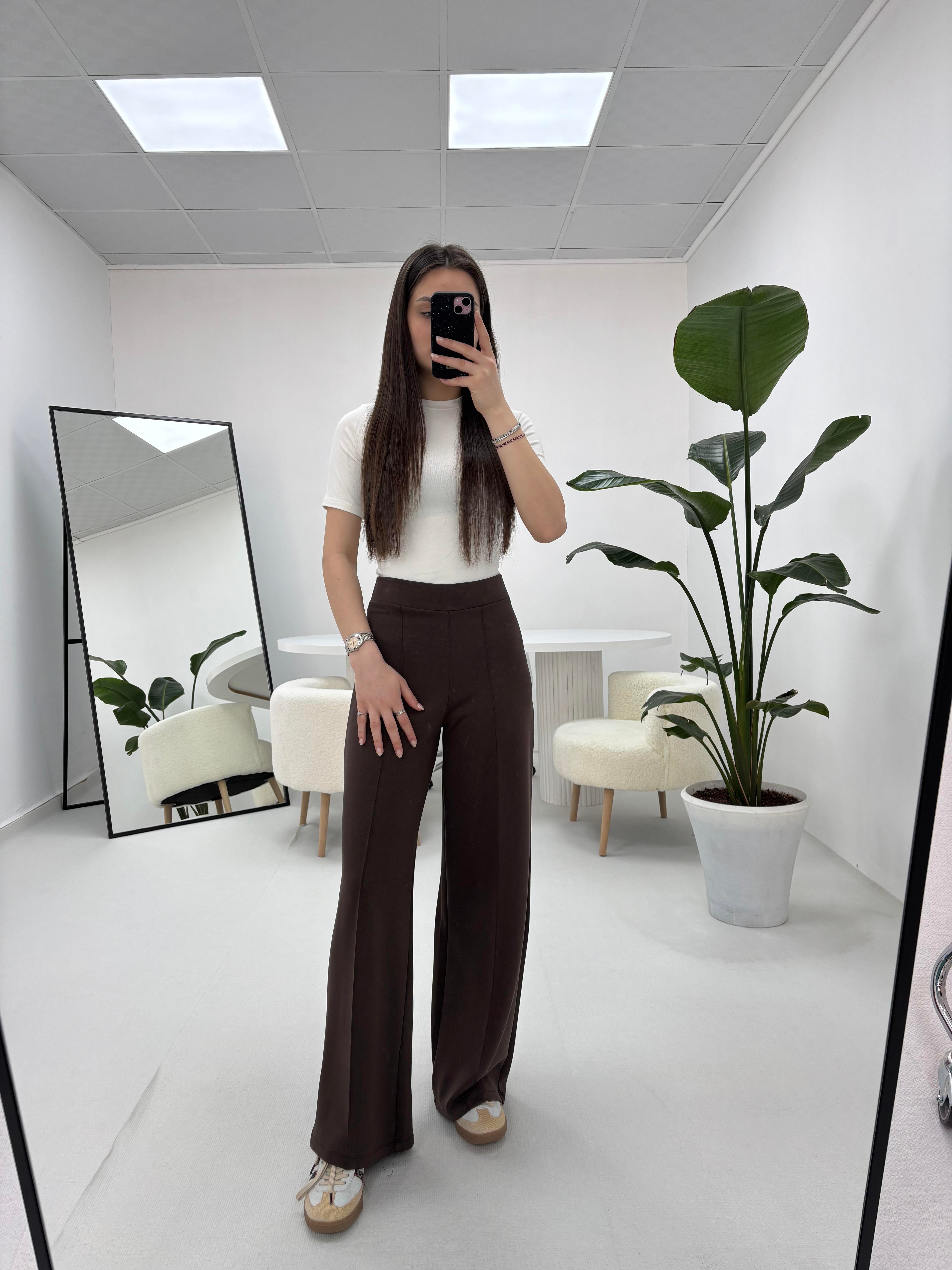 Modal Kumaş Kahverengi   Palazzo Model  Eşofman Altı 