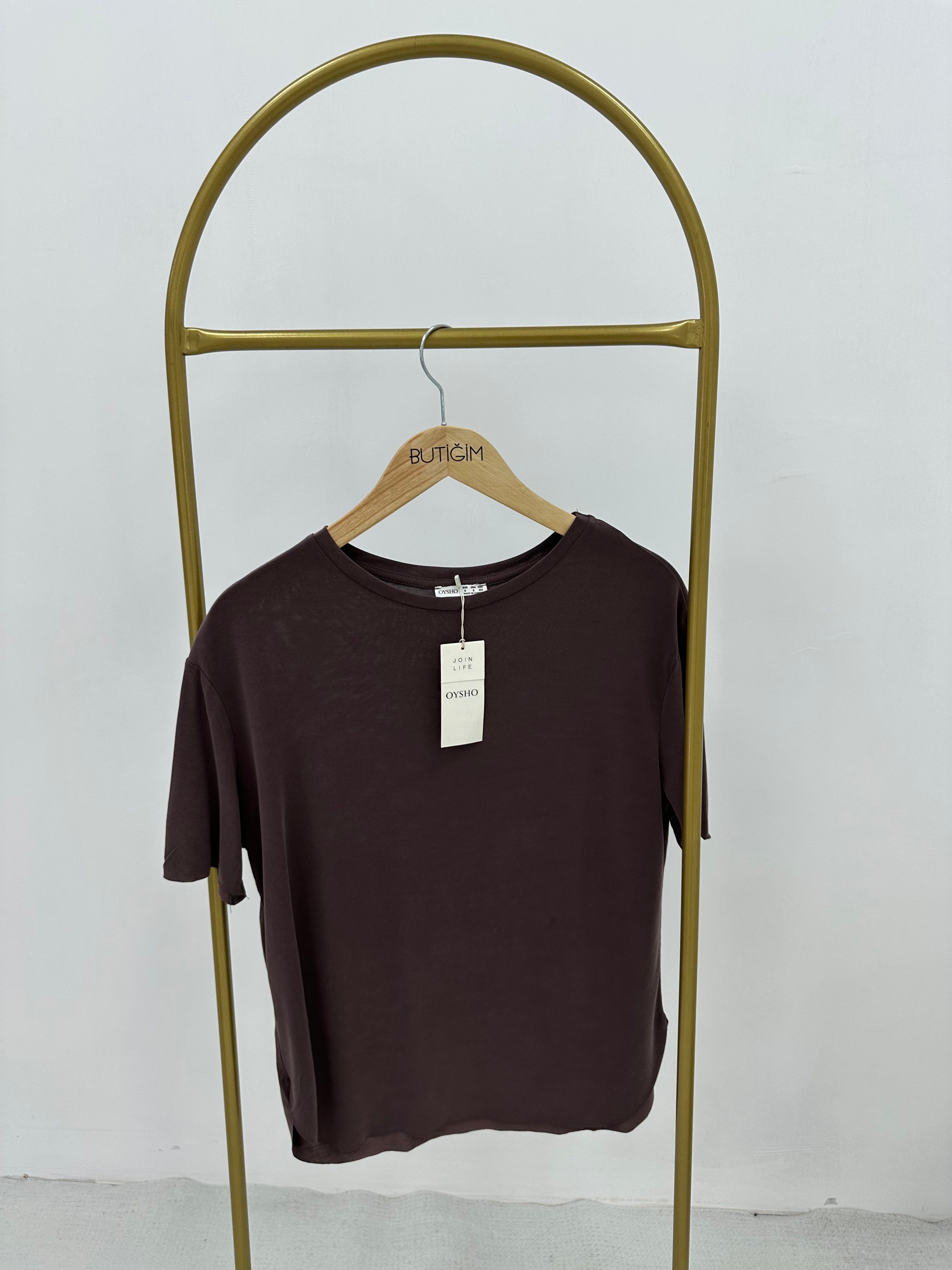 Modal Kumaş Kahverengi T-shirt