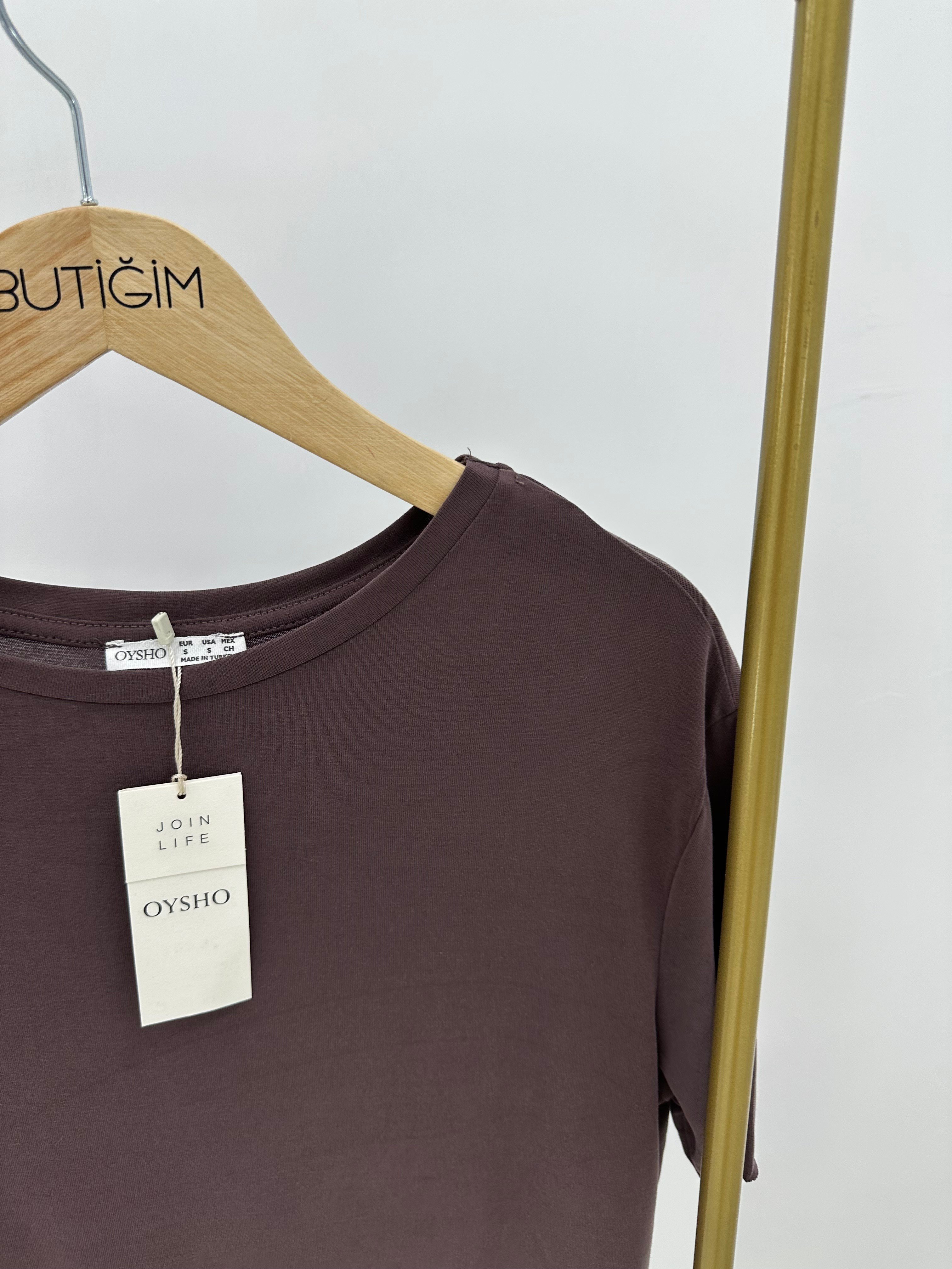 Modal Kumaş Kahverengi T-shirt