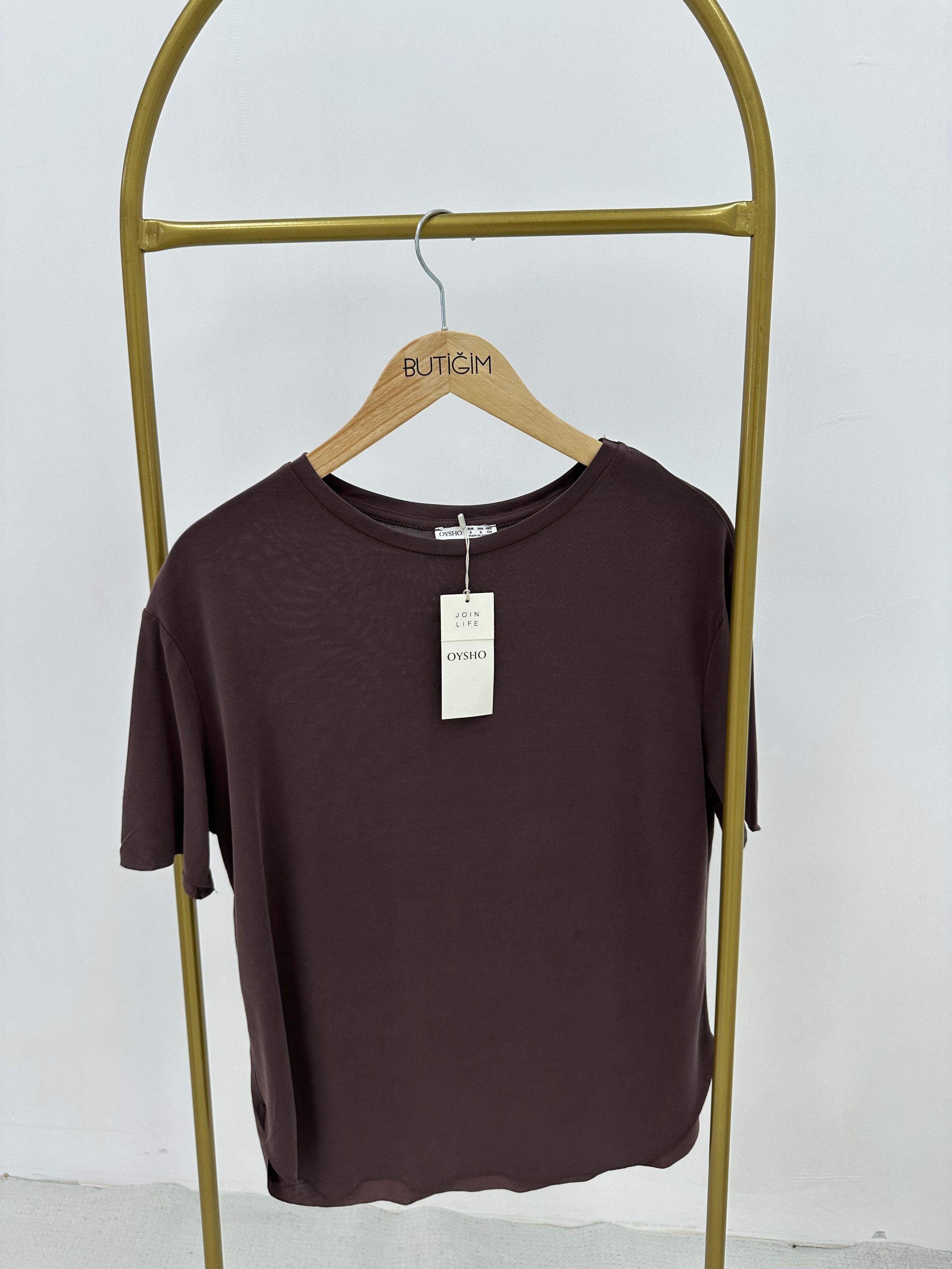 Modal Kumaş Kahverengi T-shirt
