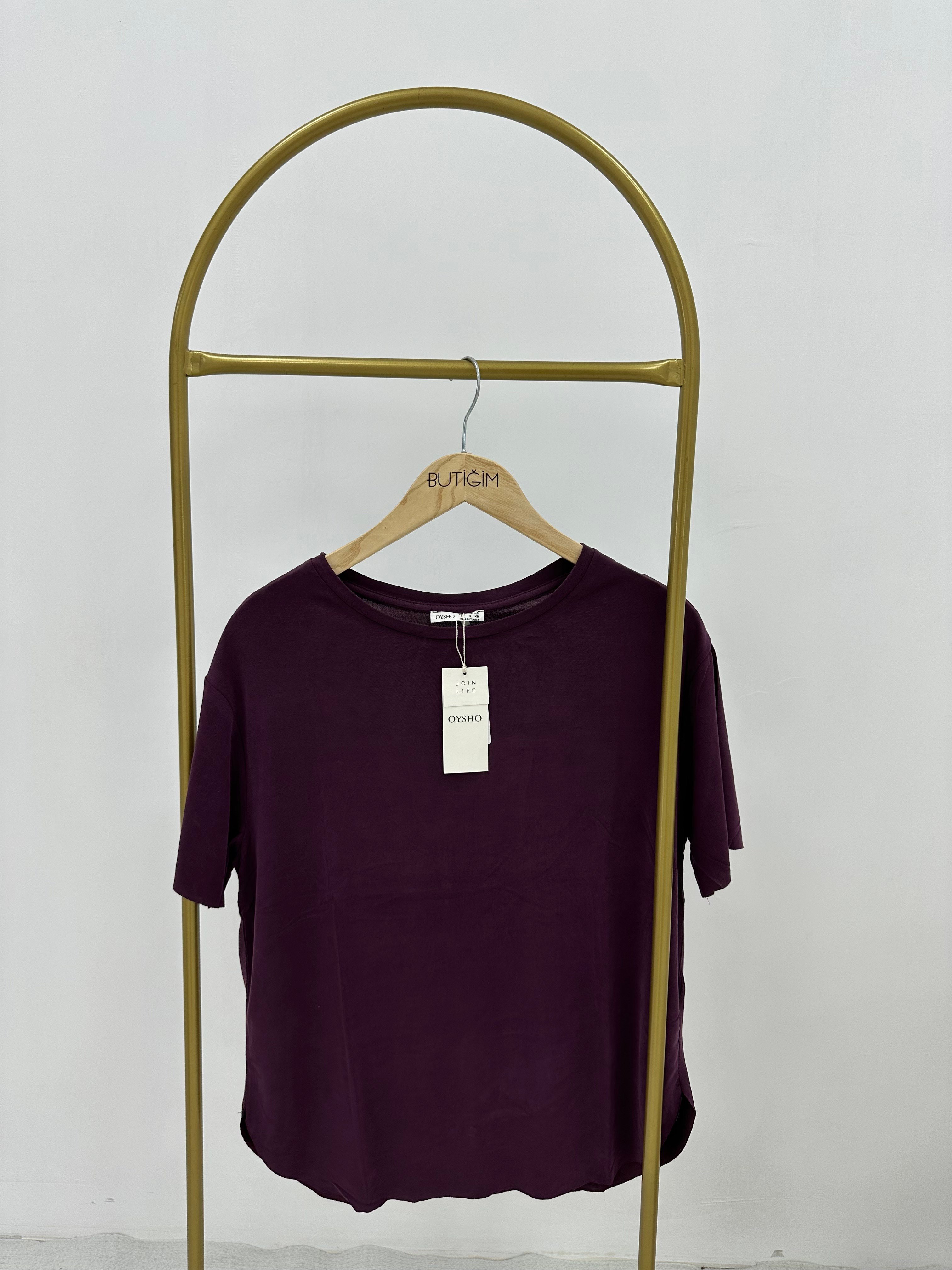 Modal Kumaş Mürdüm  T-shirt