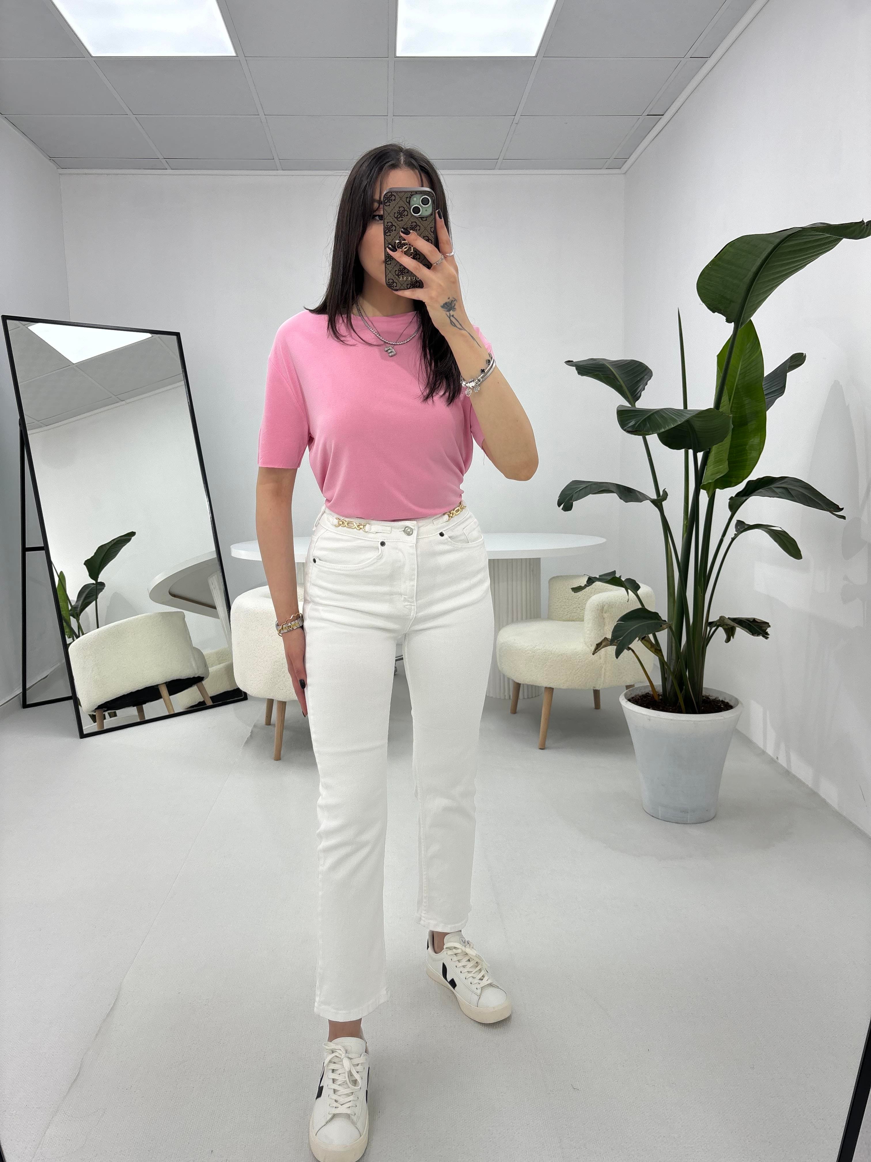 Modal Kumaş Pembe T-shirt 
