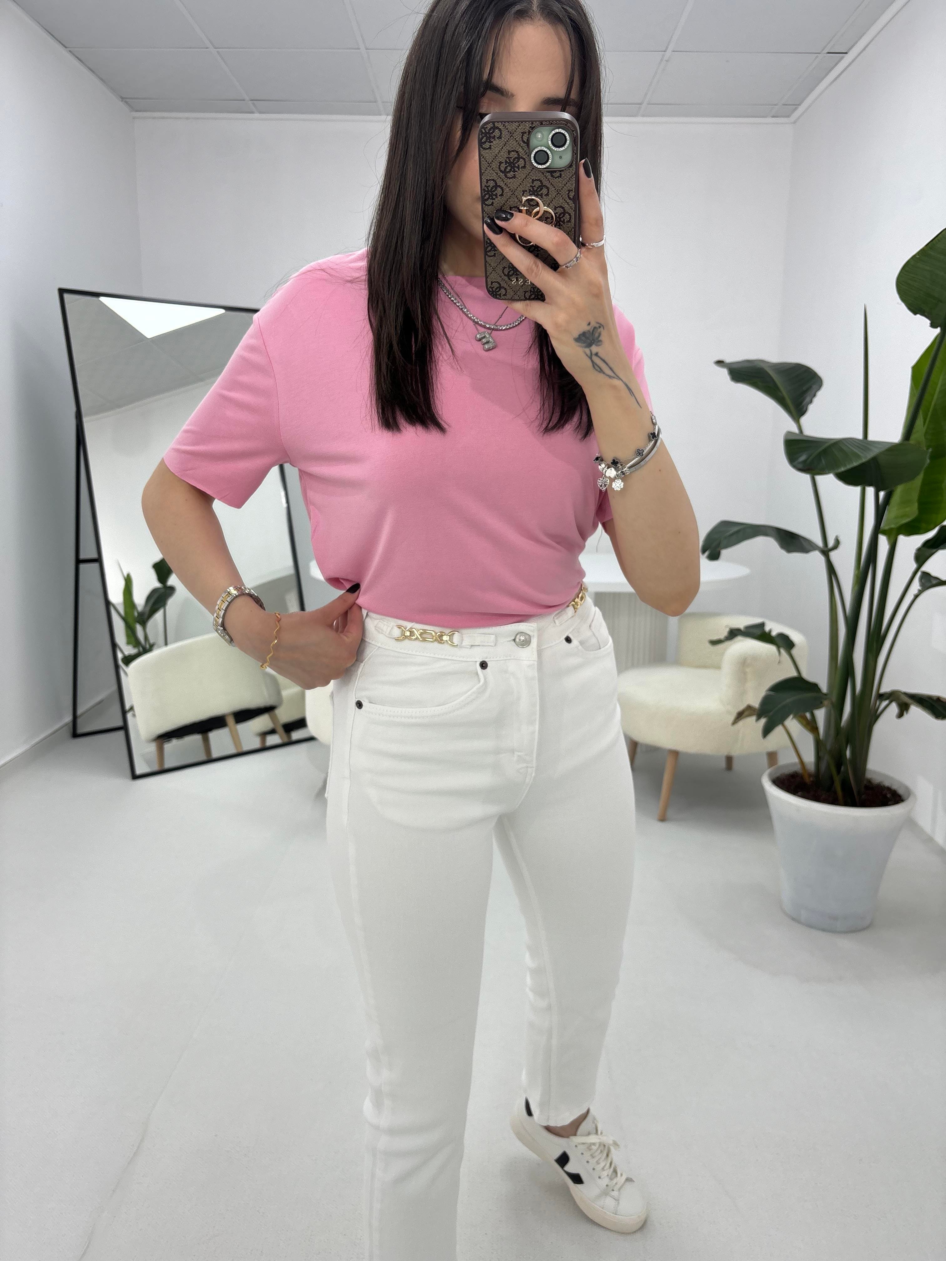 Modal Kumaş Pembe T-shirt 