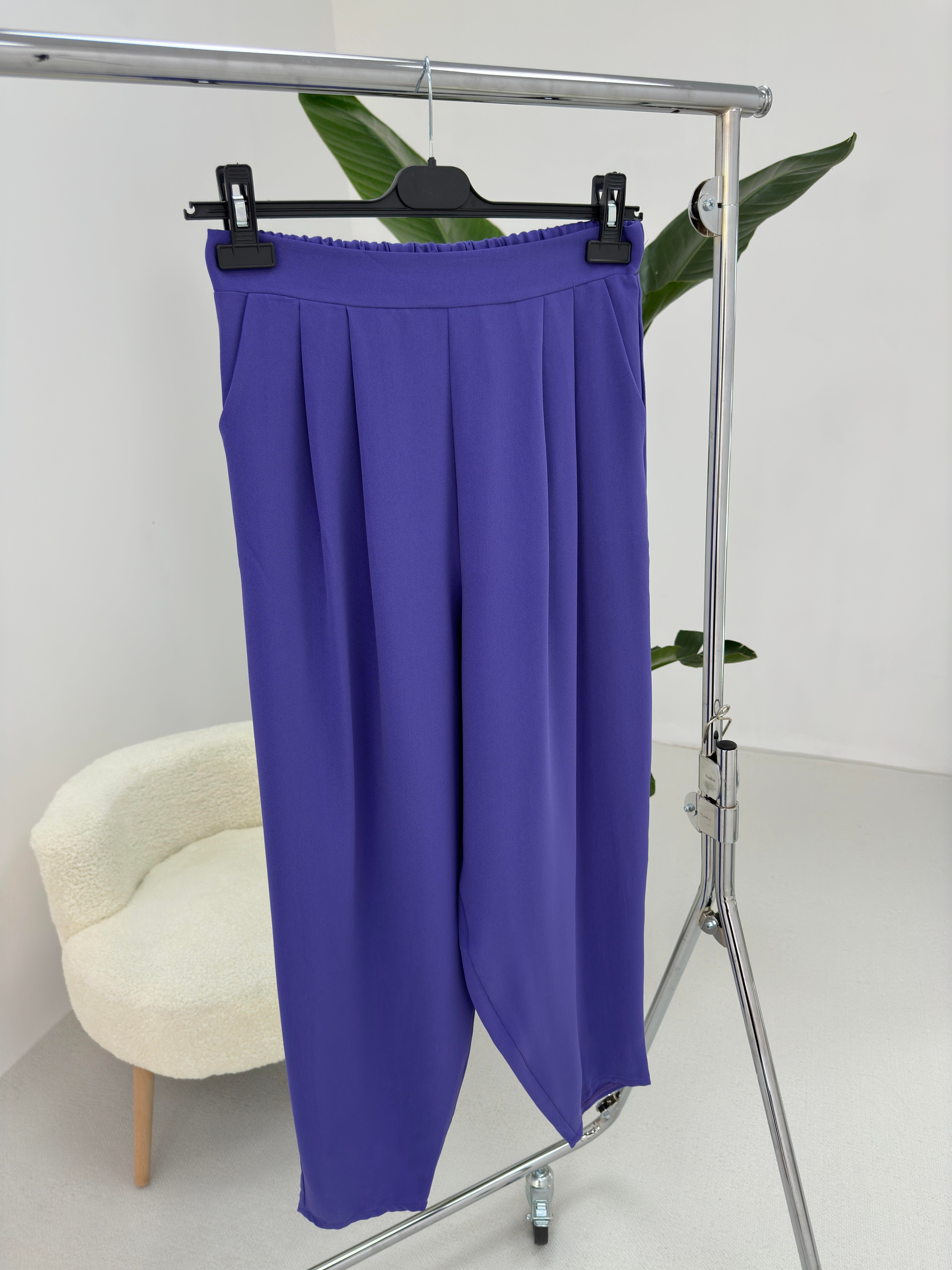 Mor Beli Lastikli Pilili Pantolon