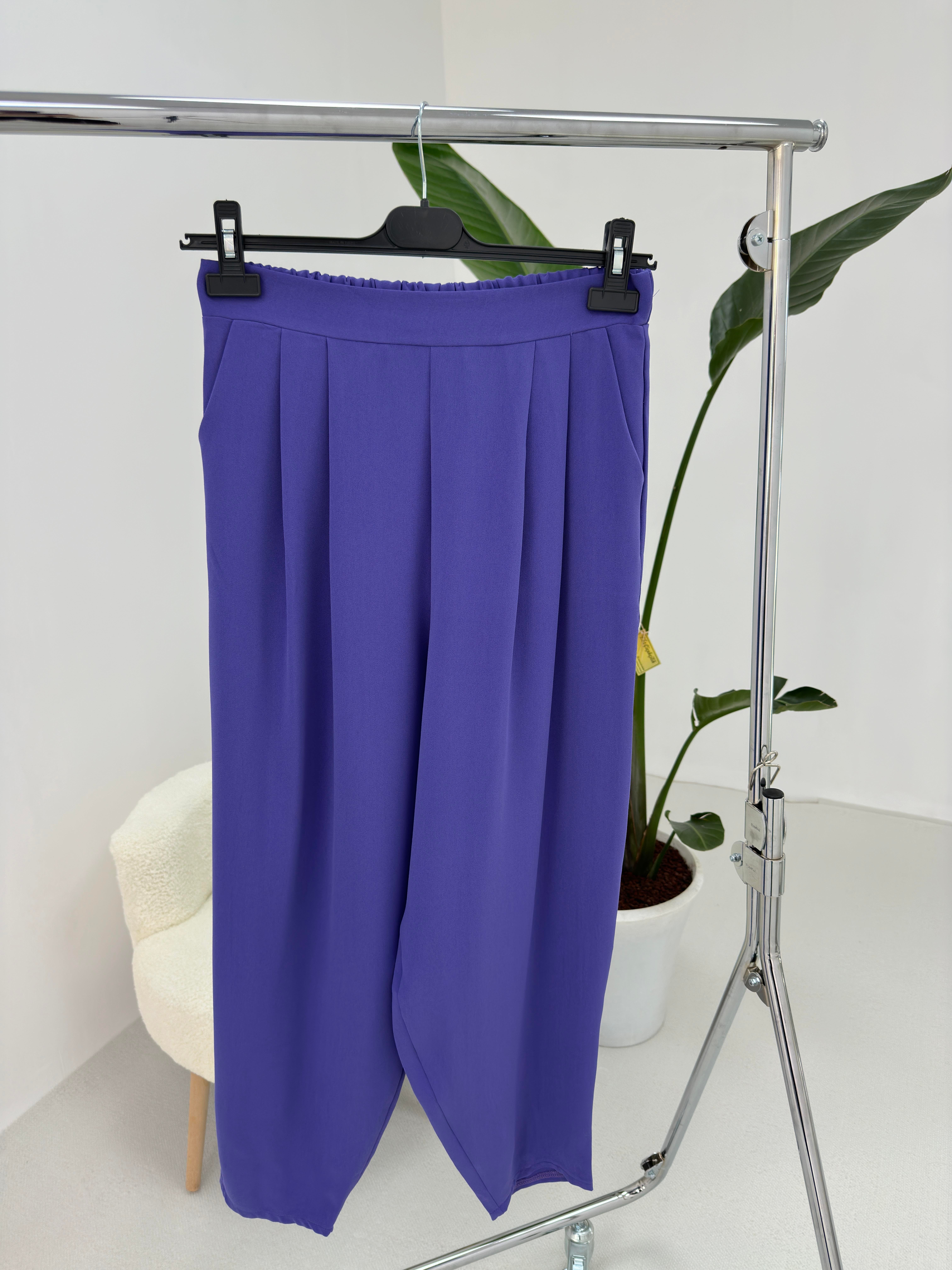 Mor Beli Lastikli Pilili Pantolon
