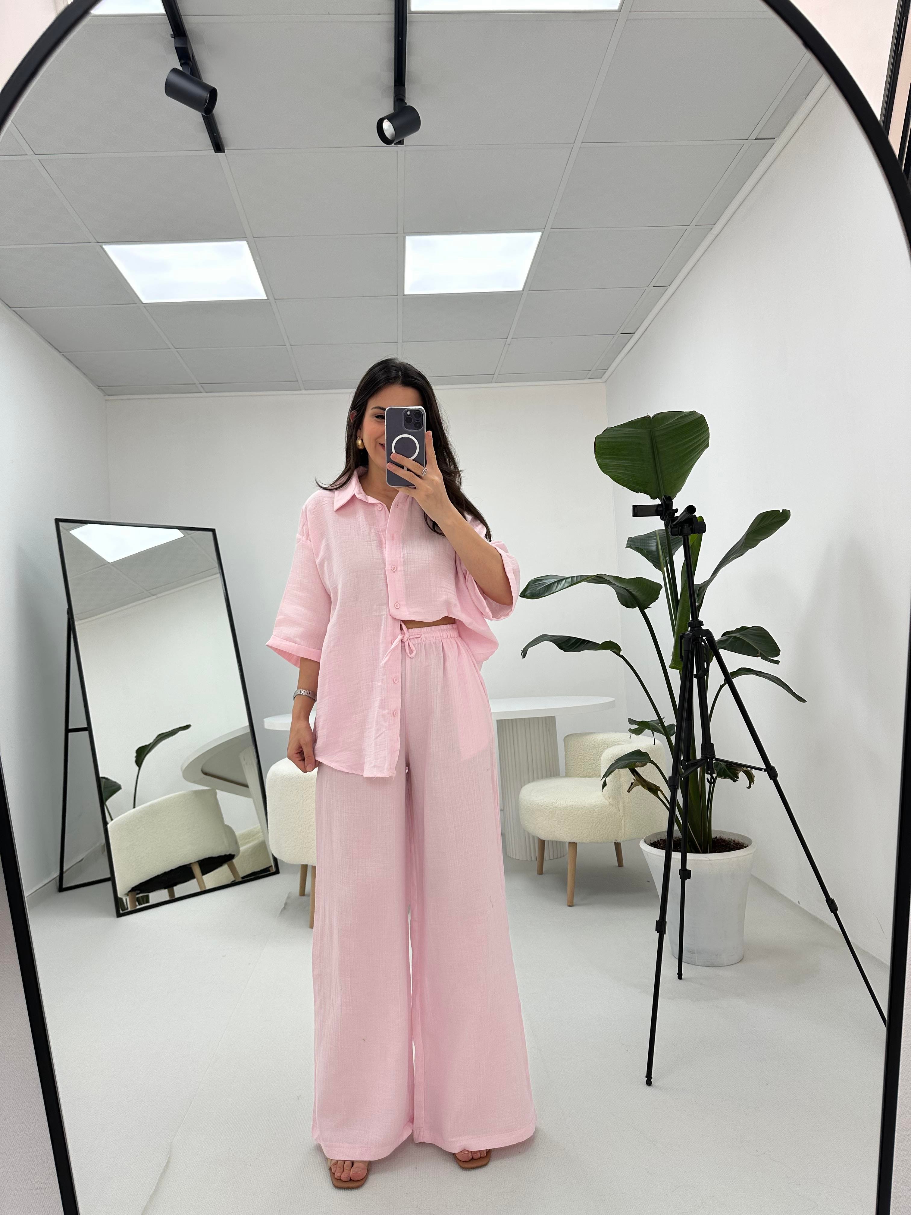 Müslin Kumaş Pembe Takım 