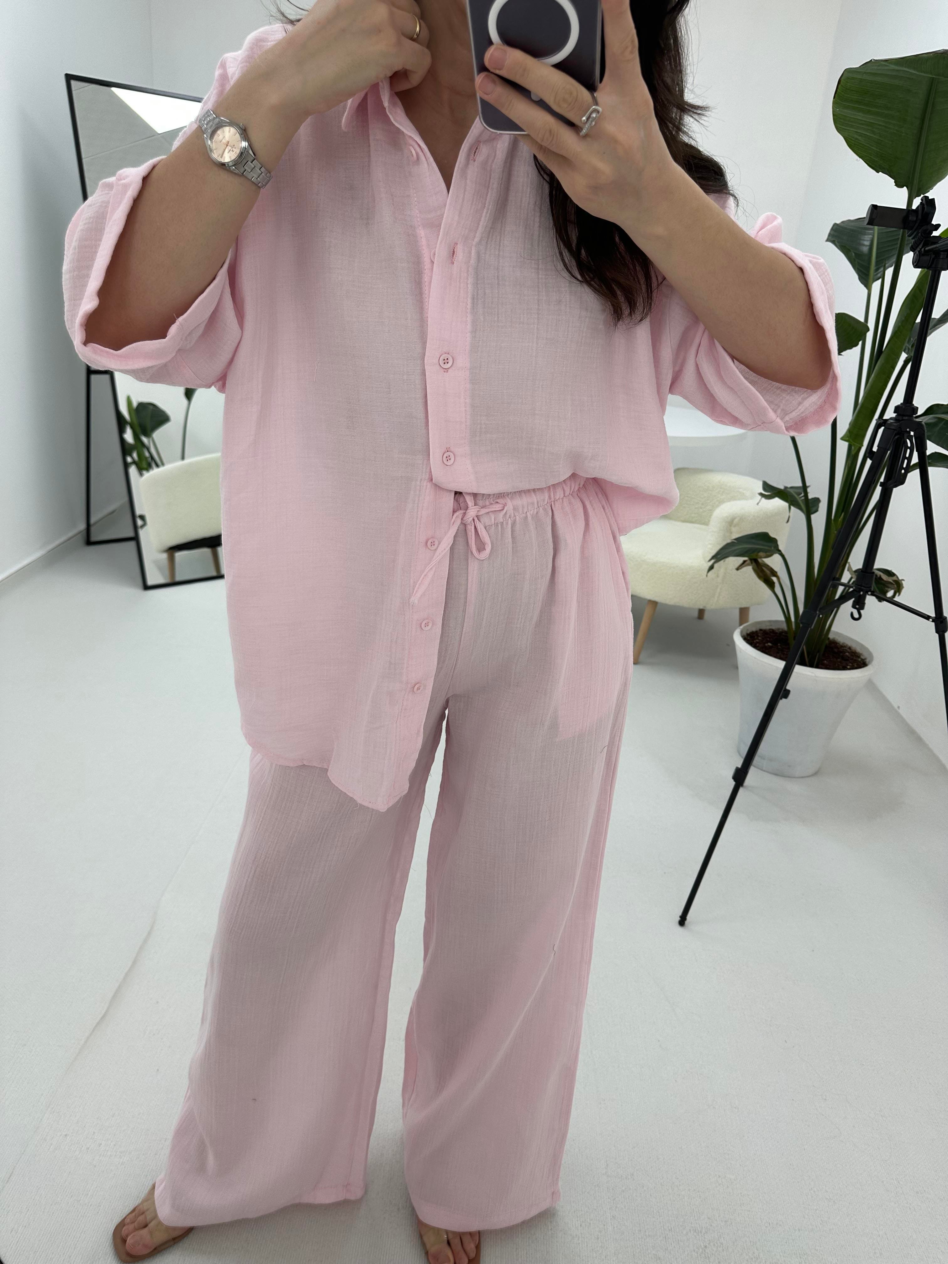 Müslin Kumaş Pembe Takım 