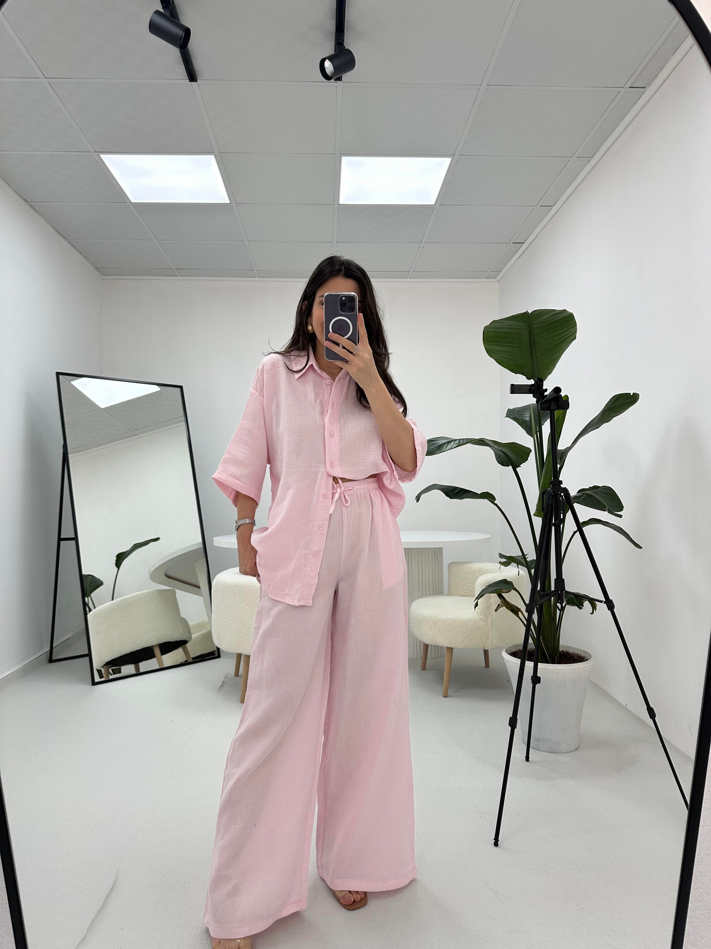 Müslin Kumaş Pembe Takım 