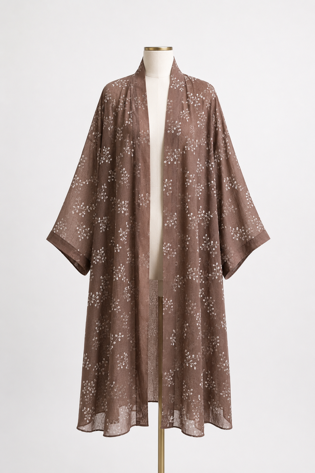 Nakış İşlemeli Kahverengi   Kimono