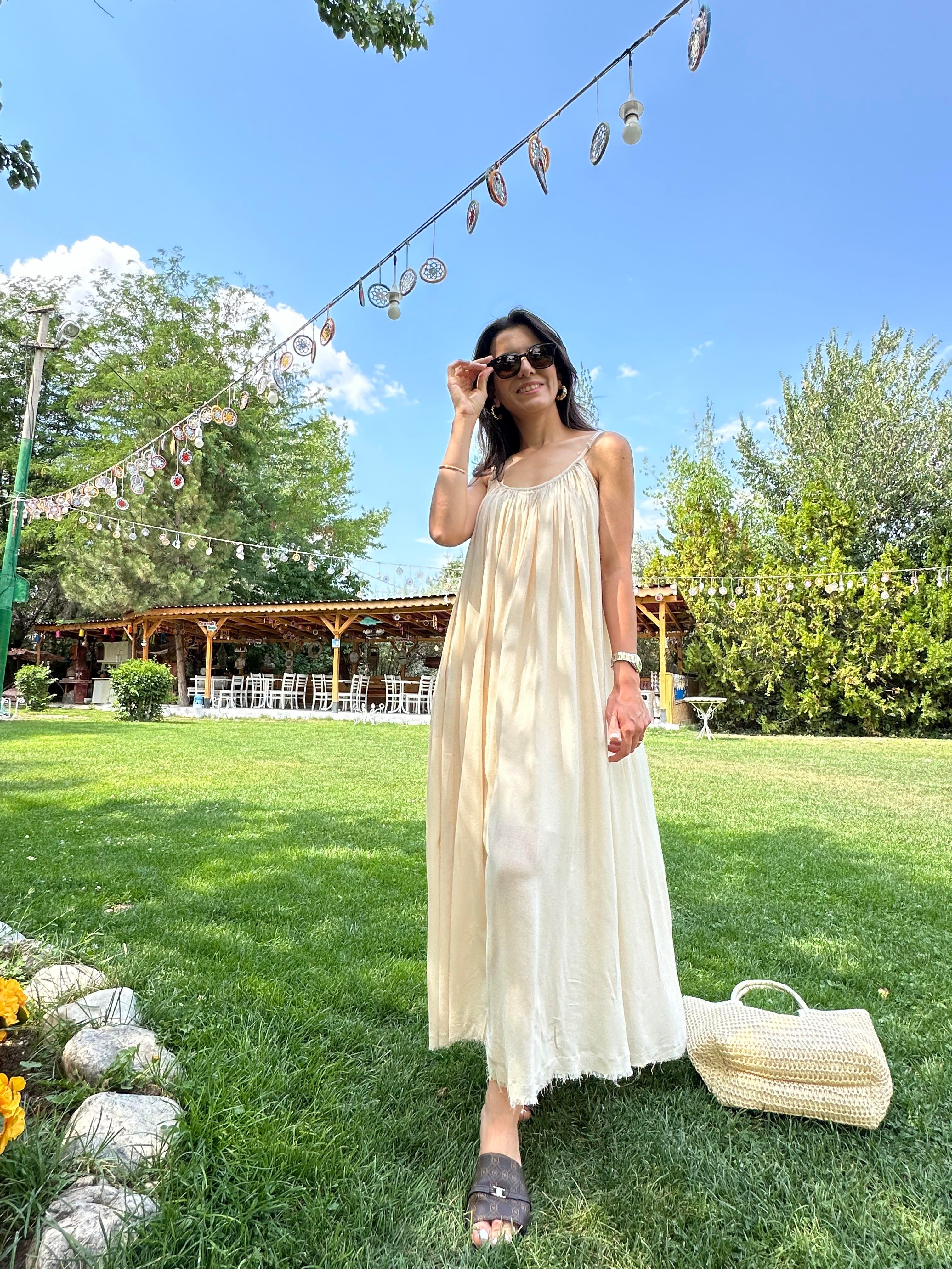 Naturel Seri %100 Pamuk Astarlı Elbise 