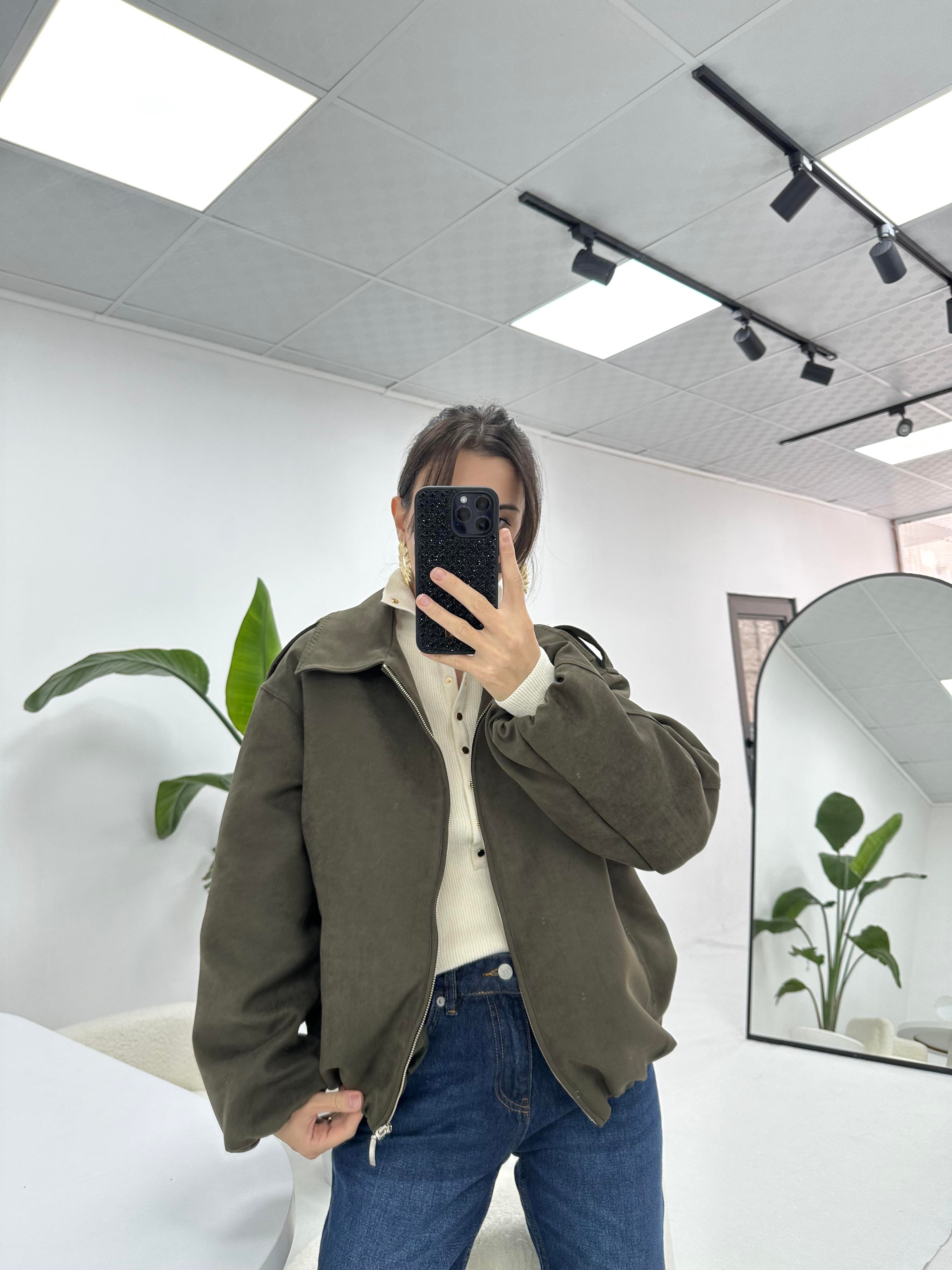 Nubuk Haki Bomber Ceket