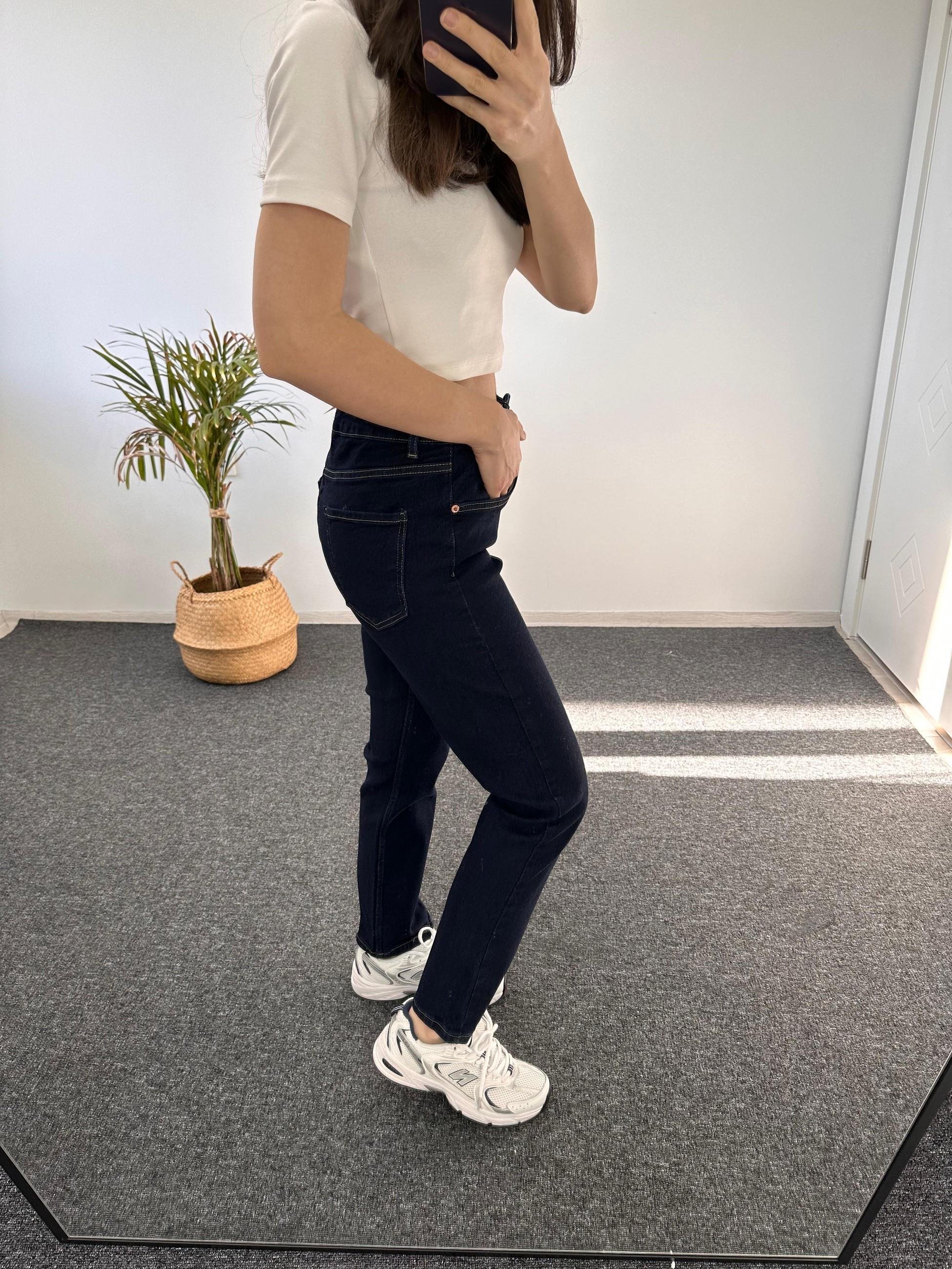 ORJ MARKA LİKRALI LACİVERT MOM JEAN
