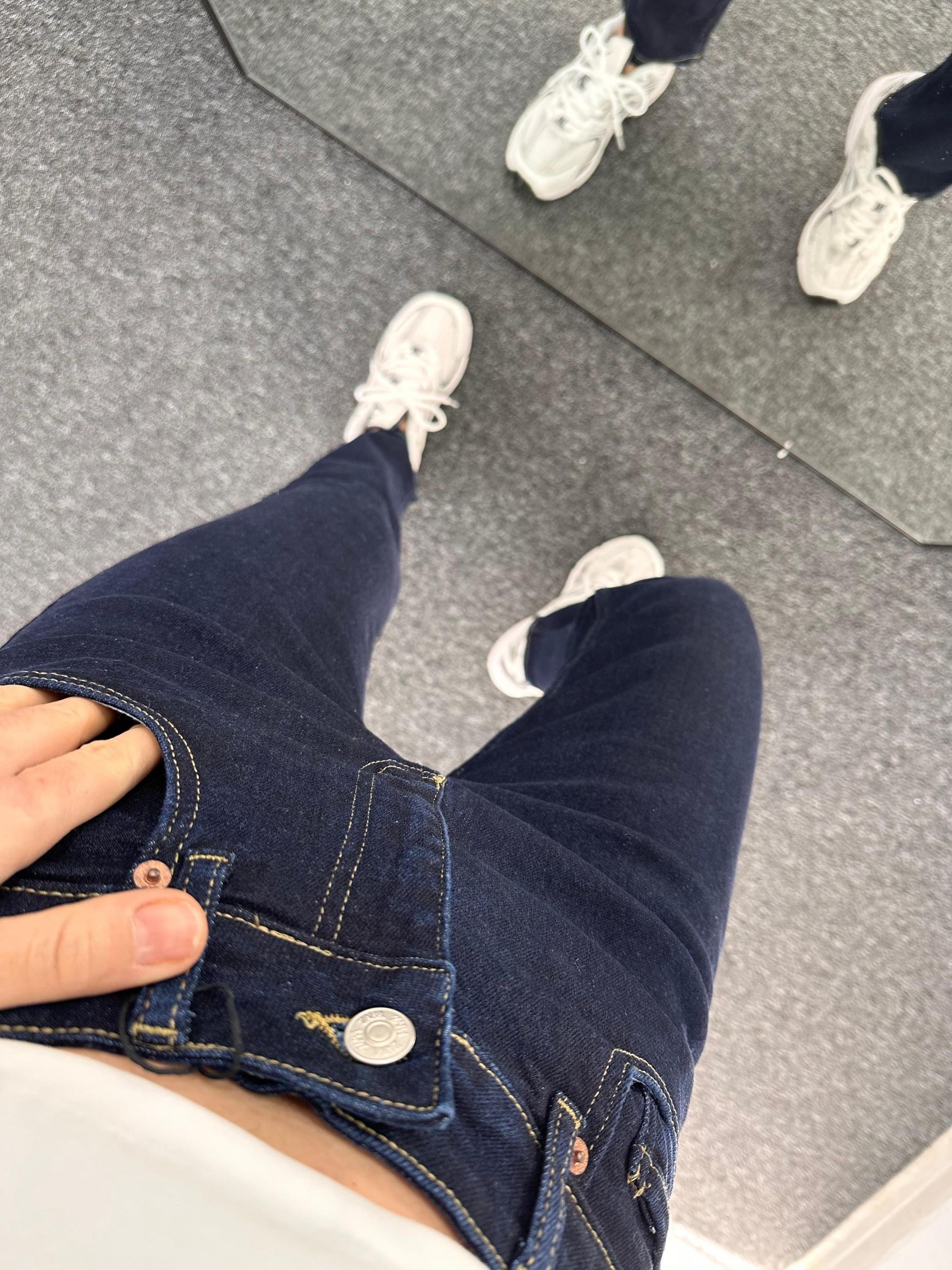 ORJ MARKA LİKRALI LACİVERT MOM JEAN