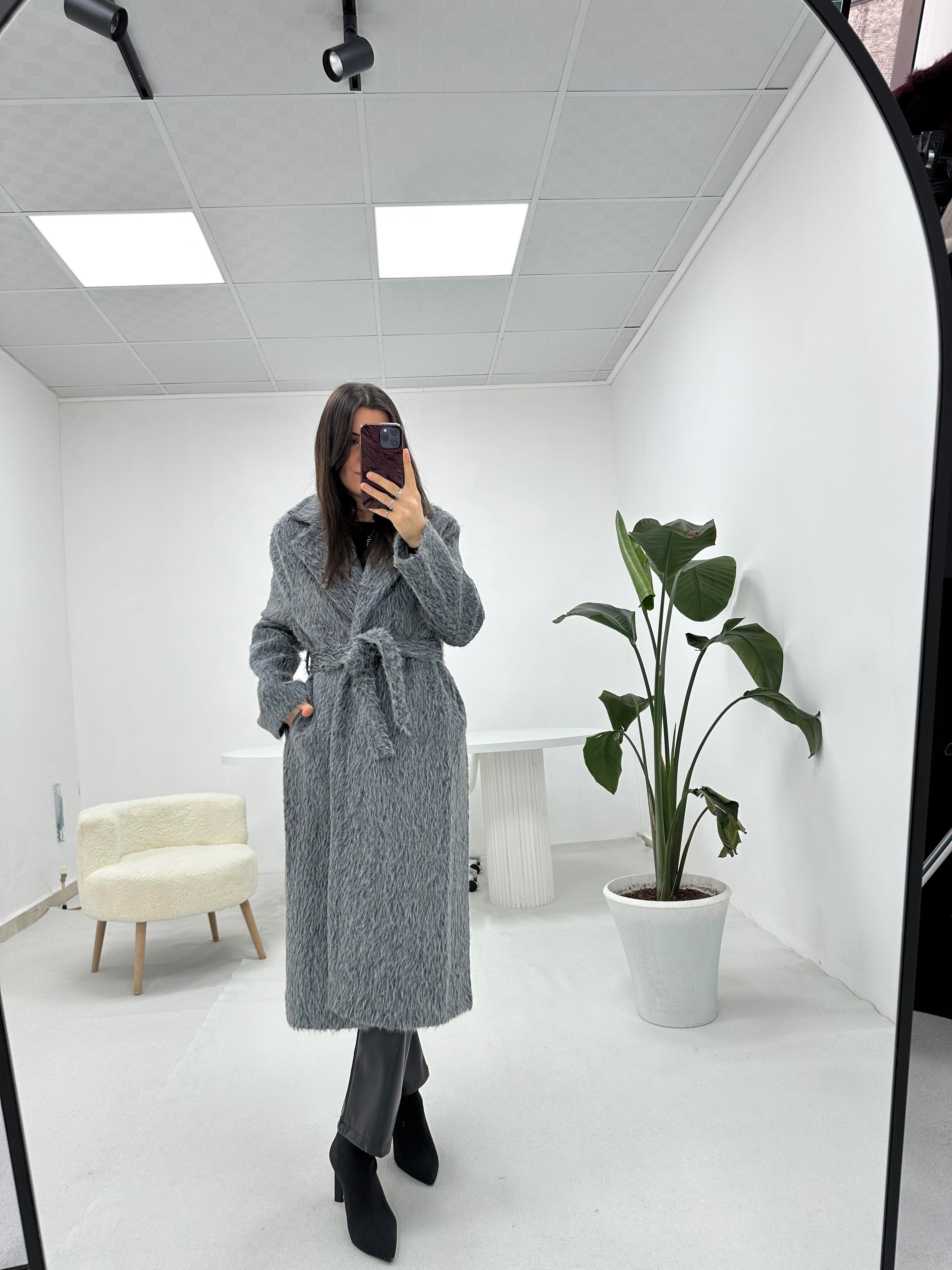 Oversize Antrasit Kürk Kaban