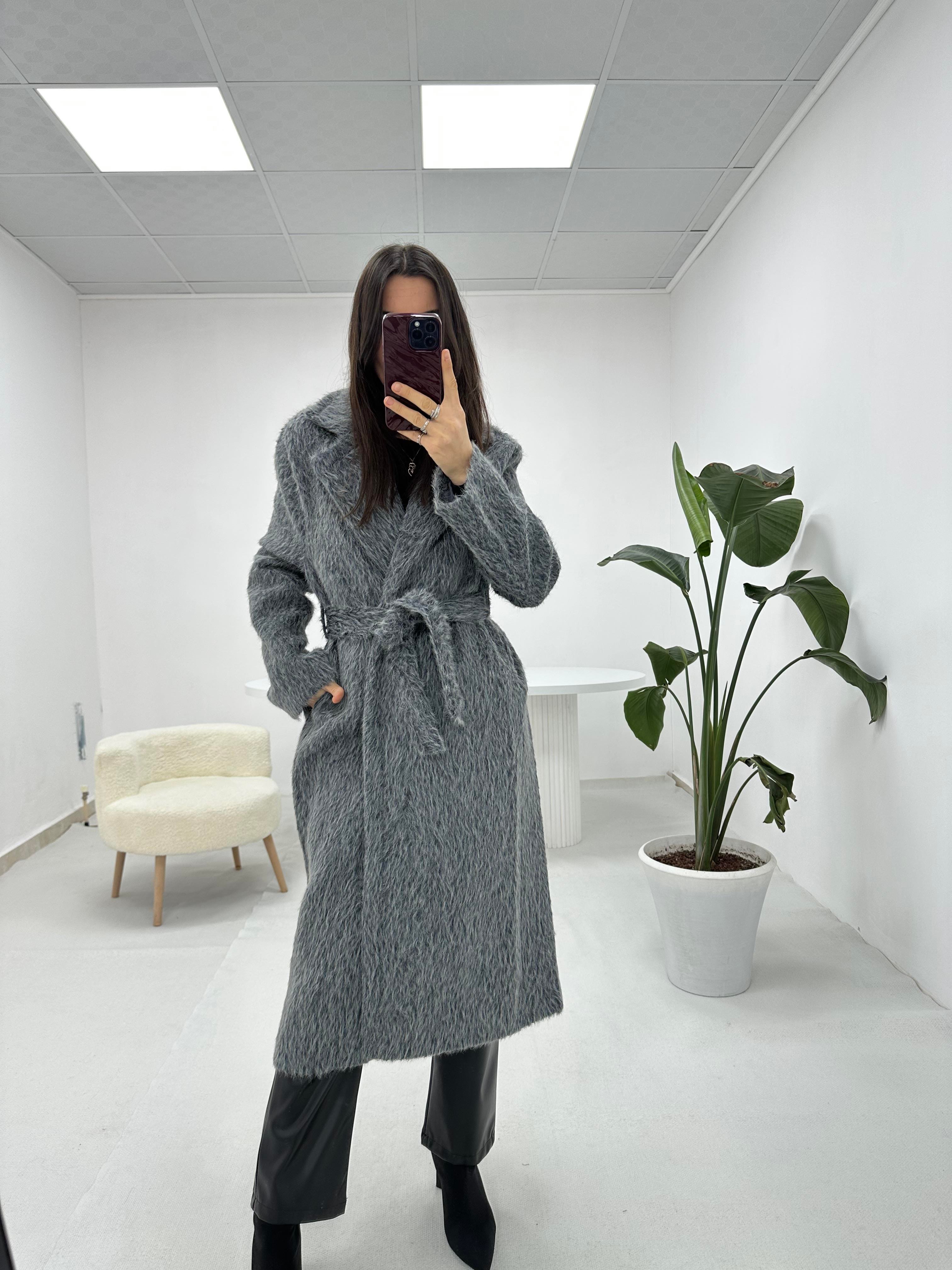 Oversize Antrasit Kürk Kaban