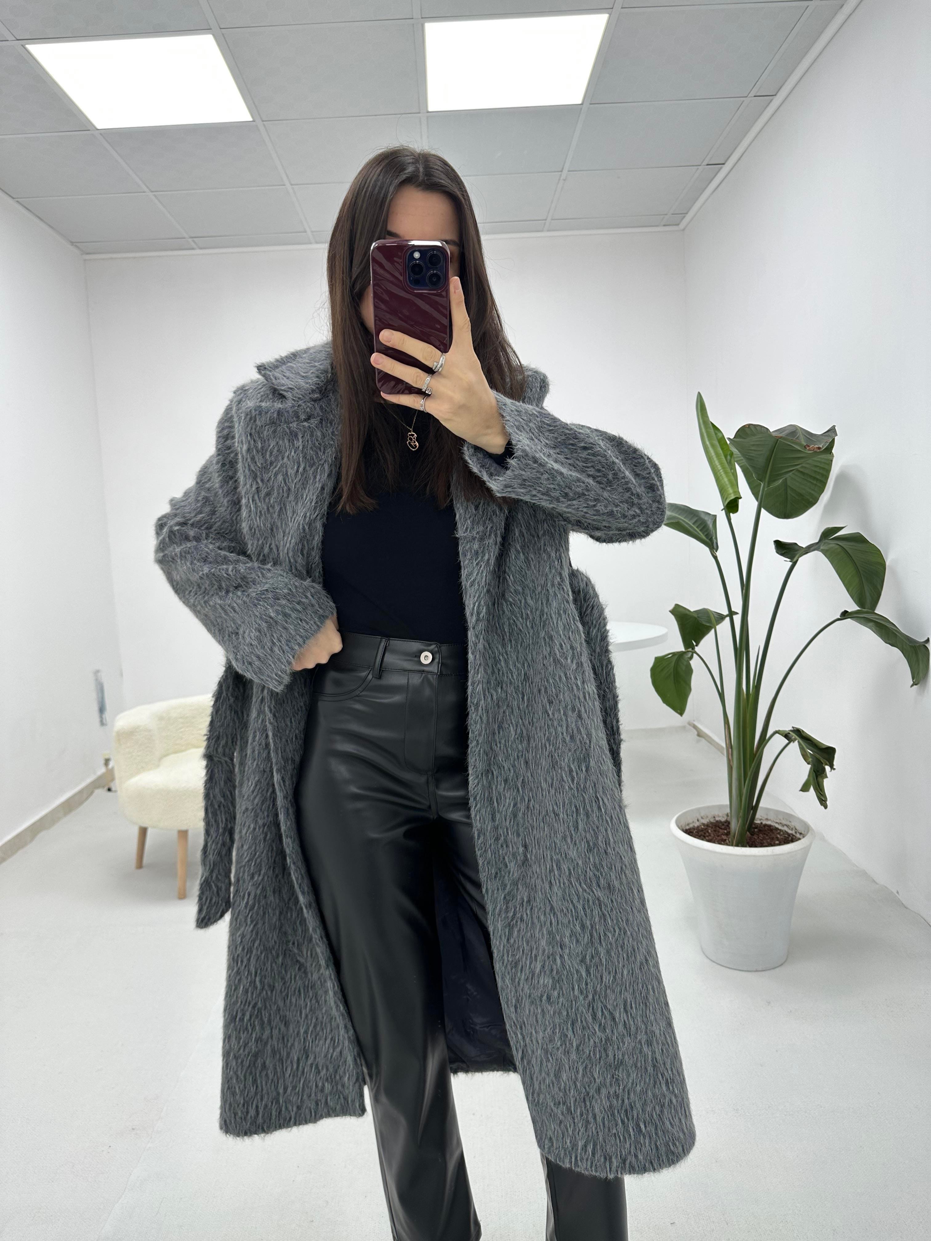 Oversize Antrasit Kürk Kaban