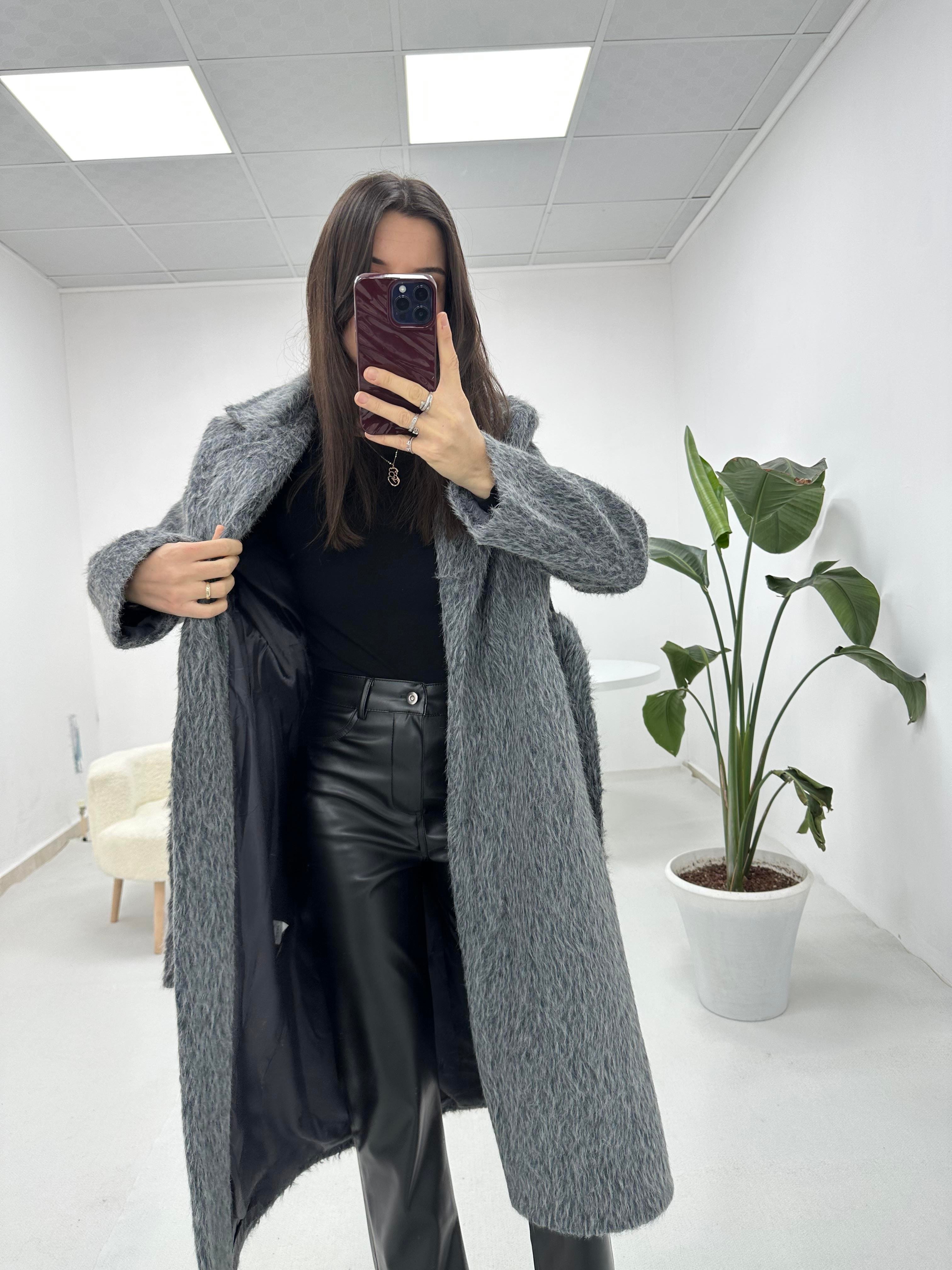 Oversize Antrasit Kürk Kaban