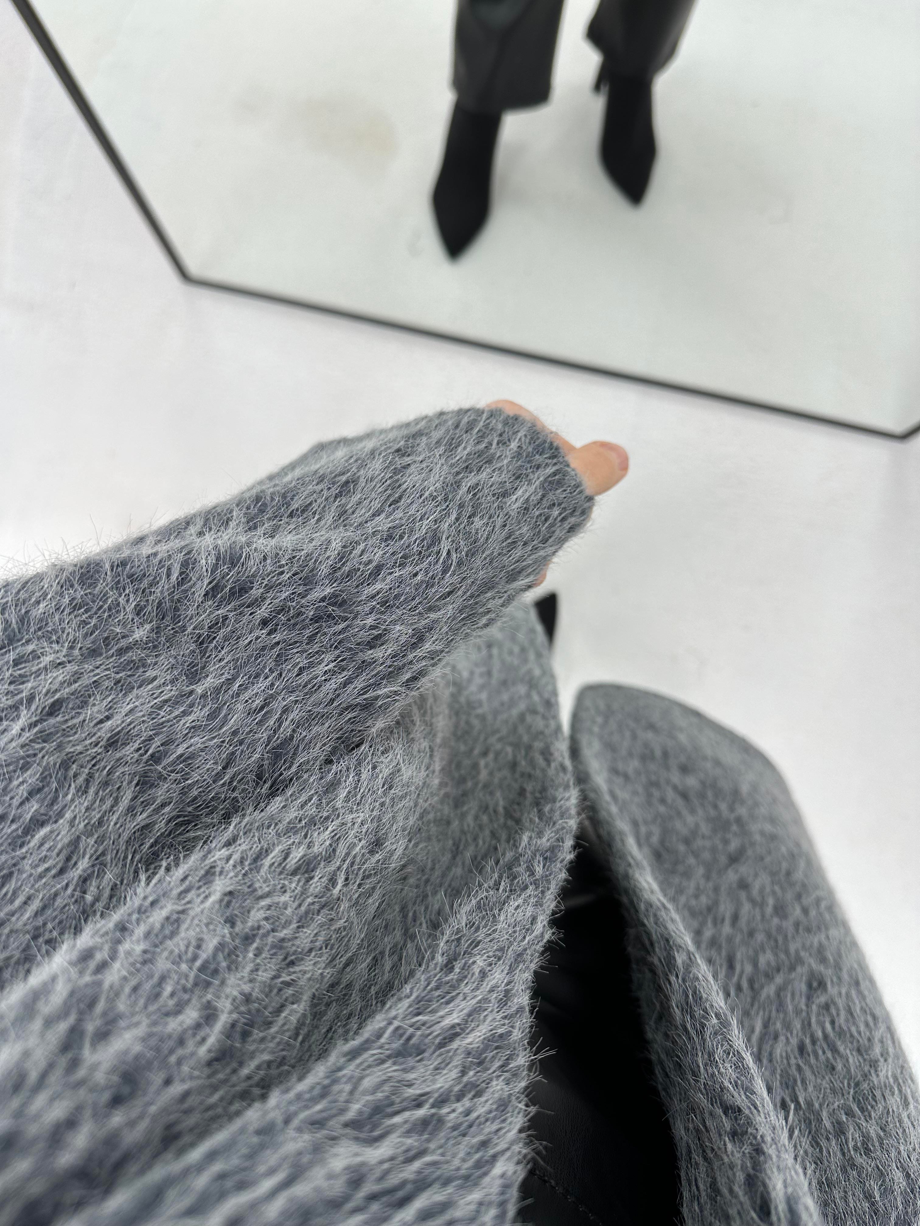 Oversize Antrasit Kürk Kaban