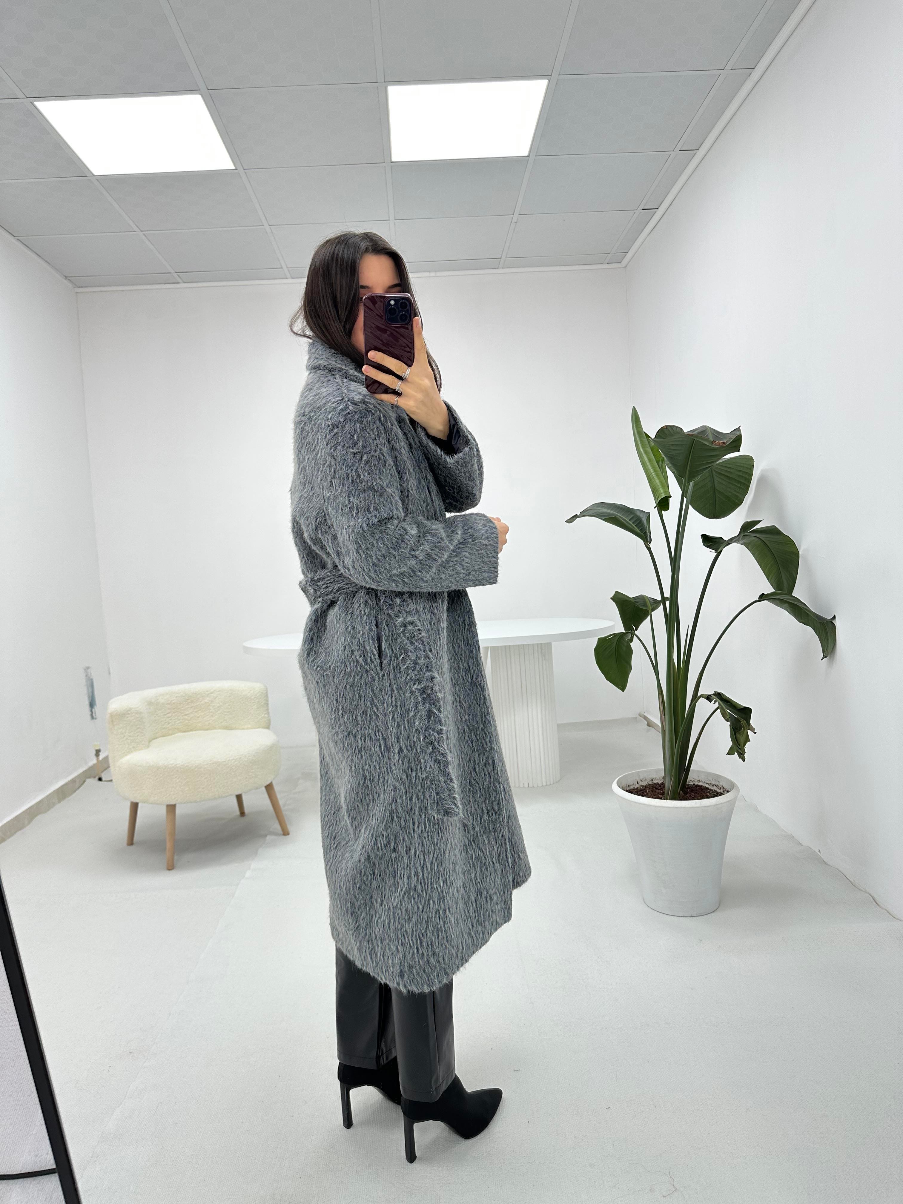 Oversize Antrasit Kürk Kaban