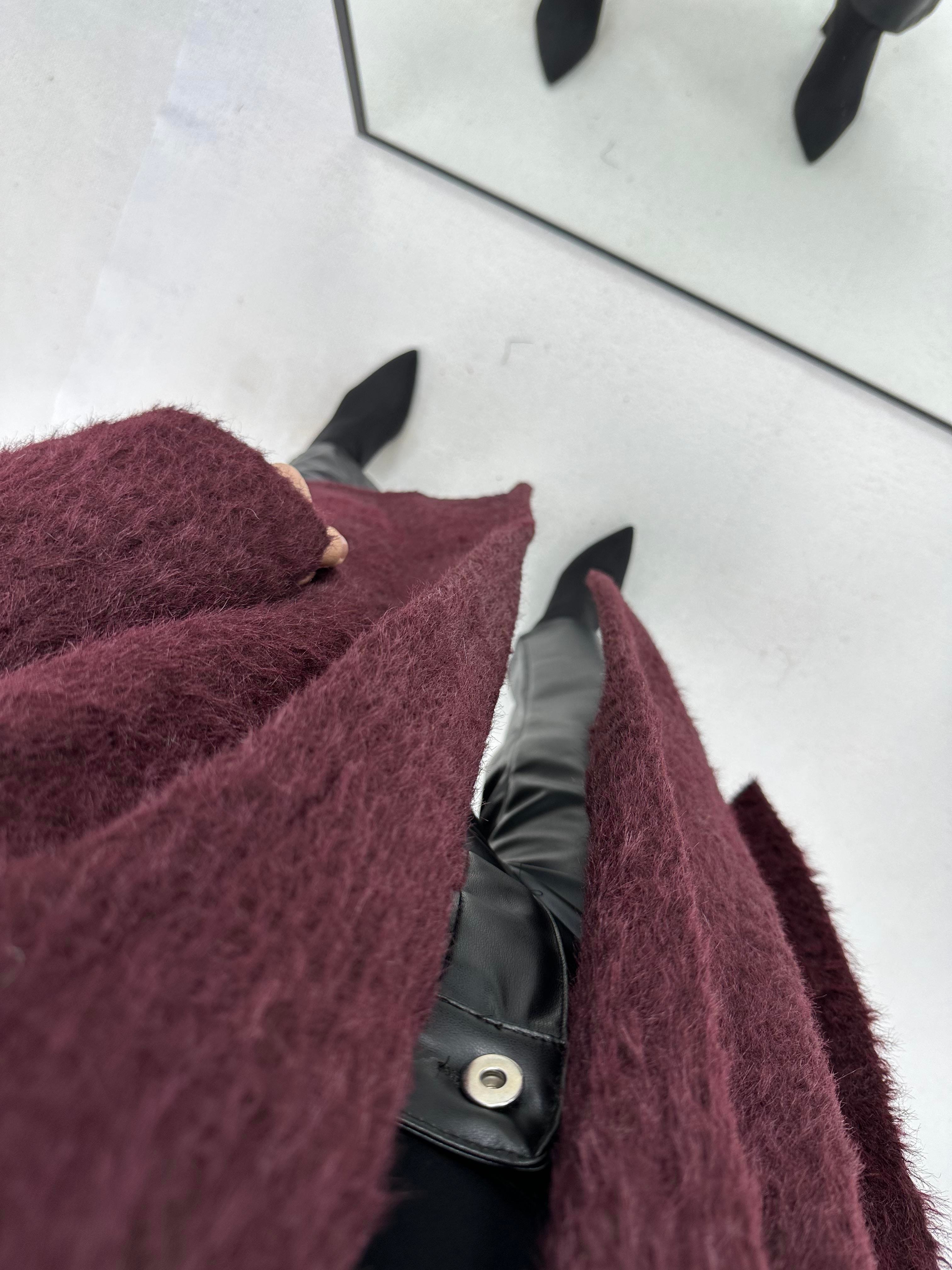 Oversize Bordo Kürk Kaban
