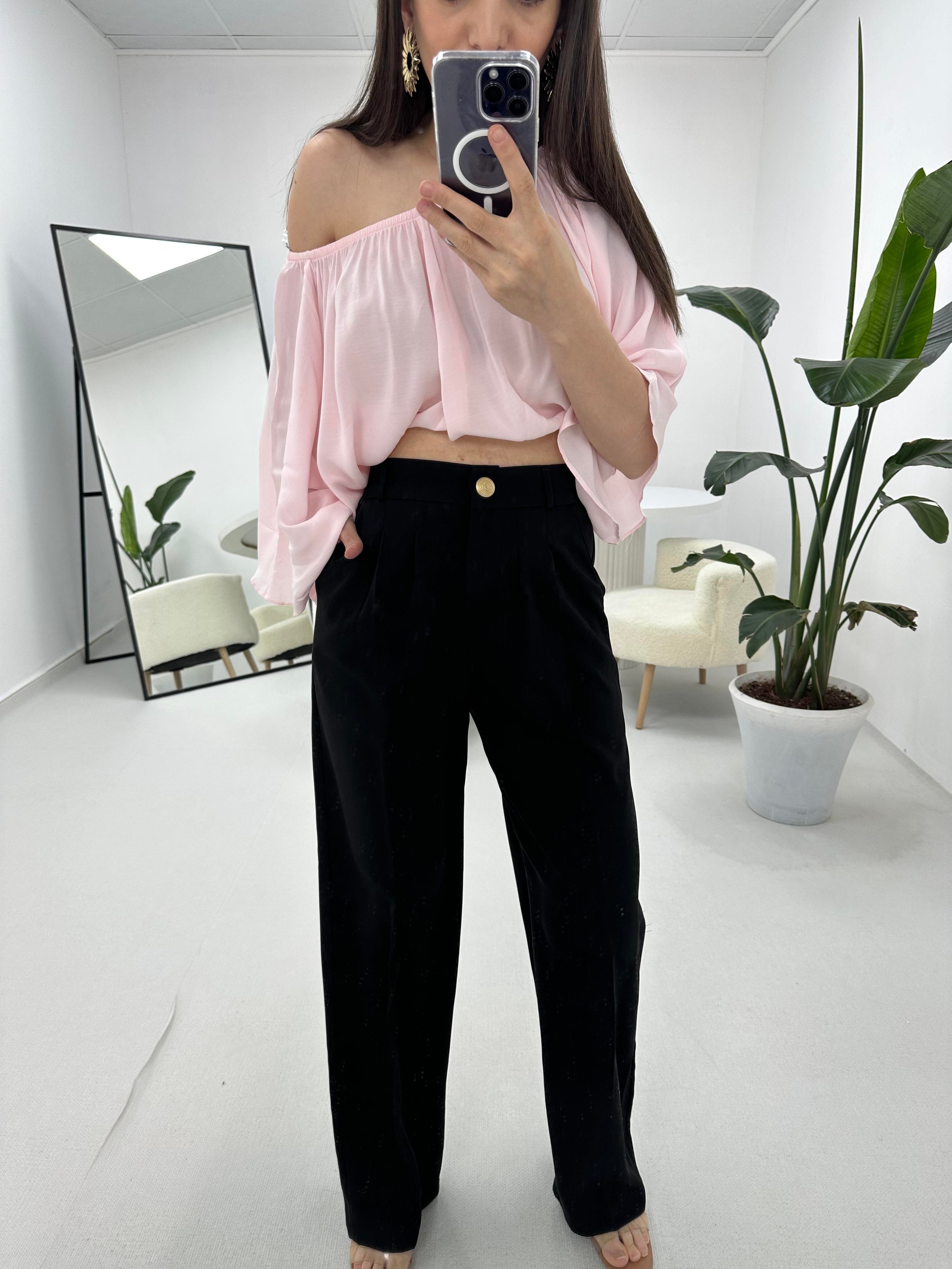Pileli Pantolon Siyah