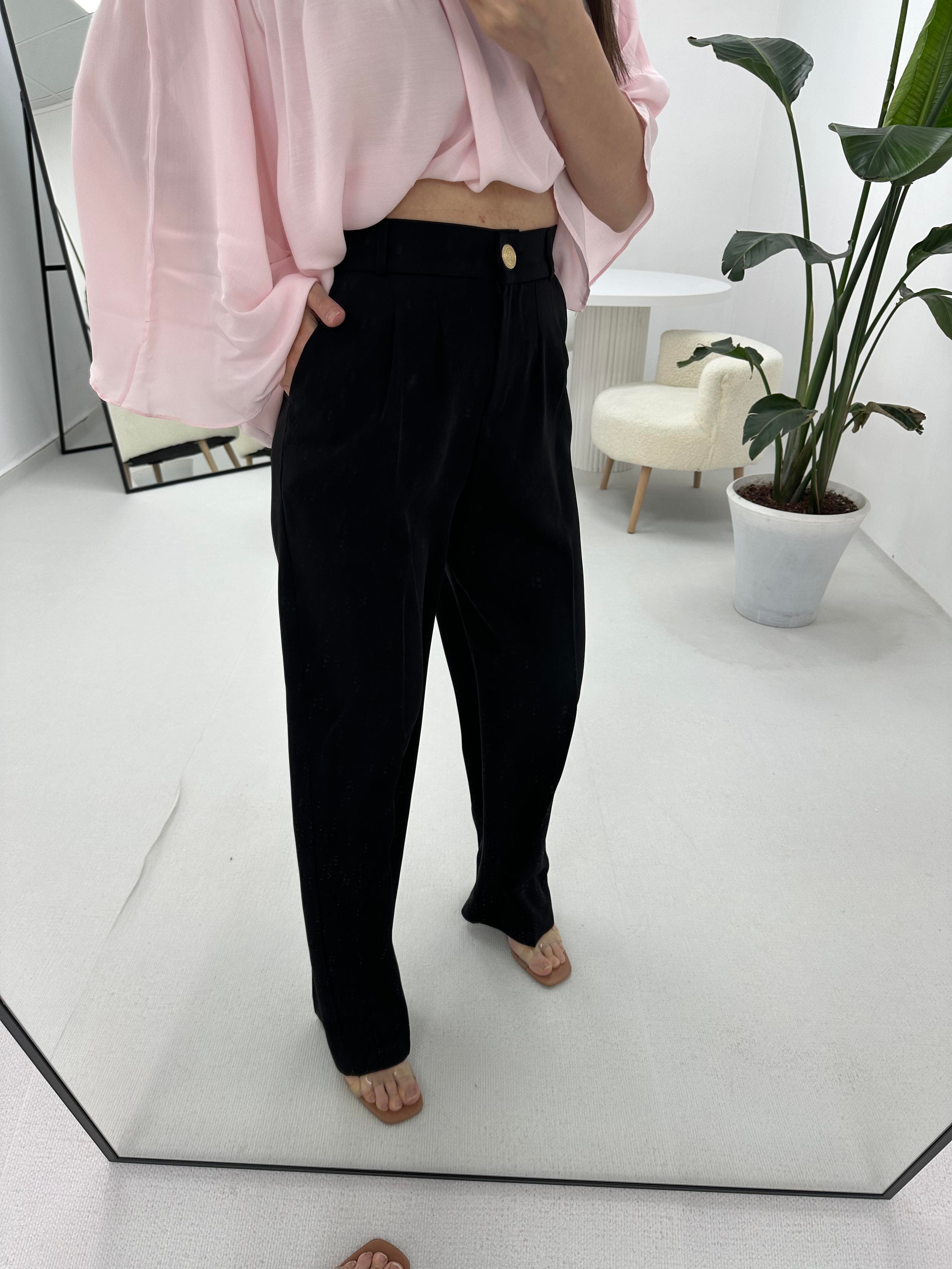 Pileli Pantolon Siyah
