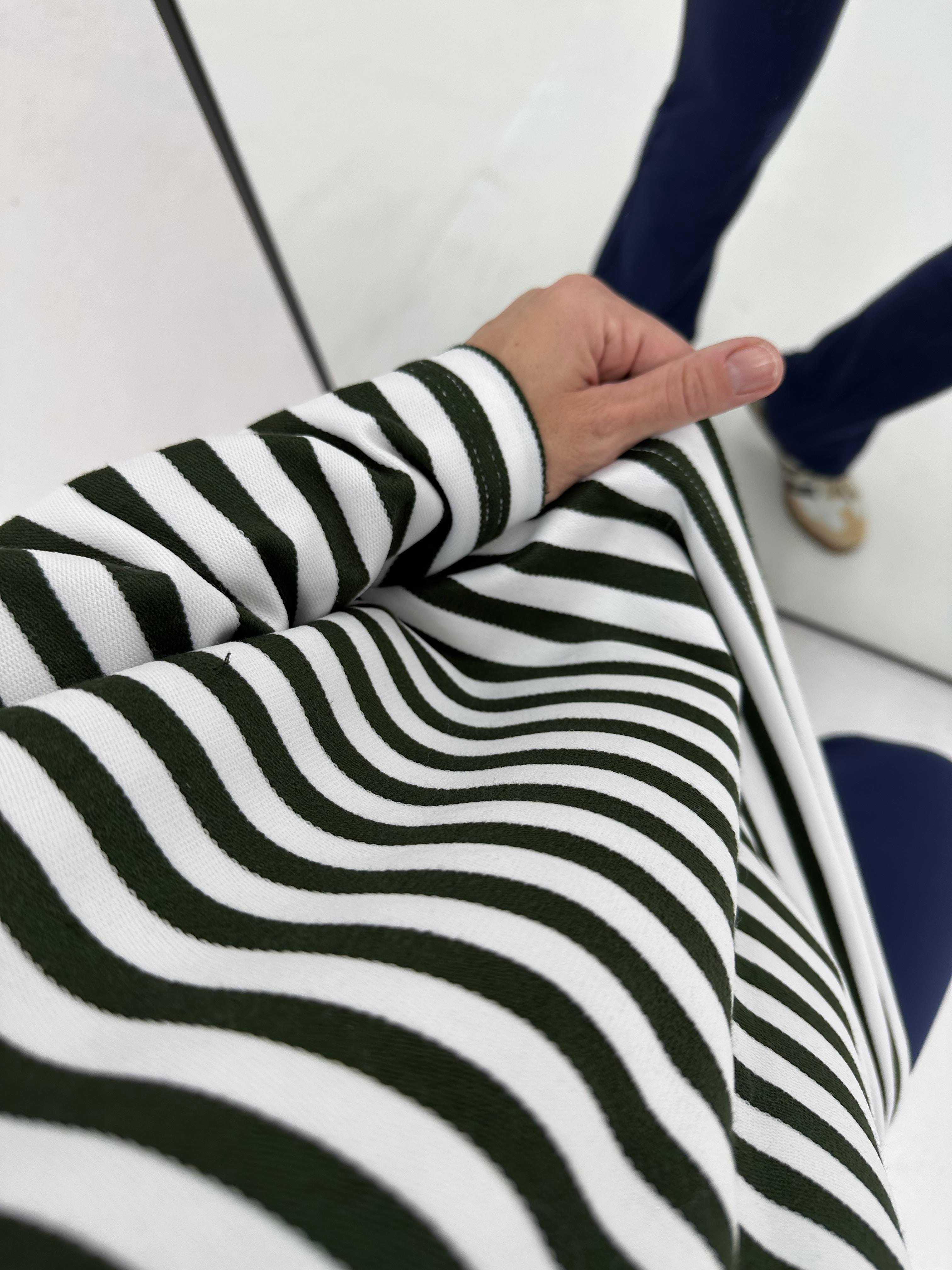 Polo Yaka Çizgili Yeşil Beyaz ÇizgiliSweatshirt 