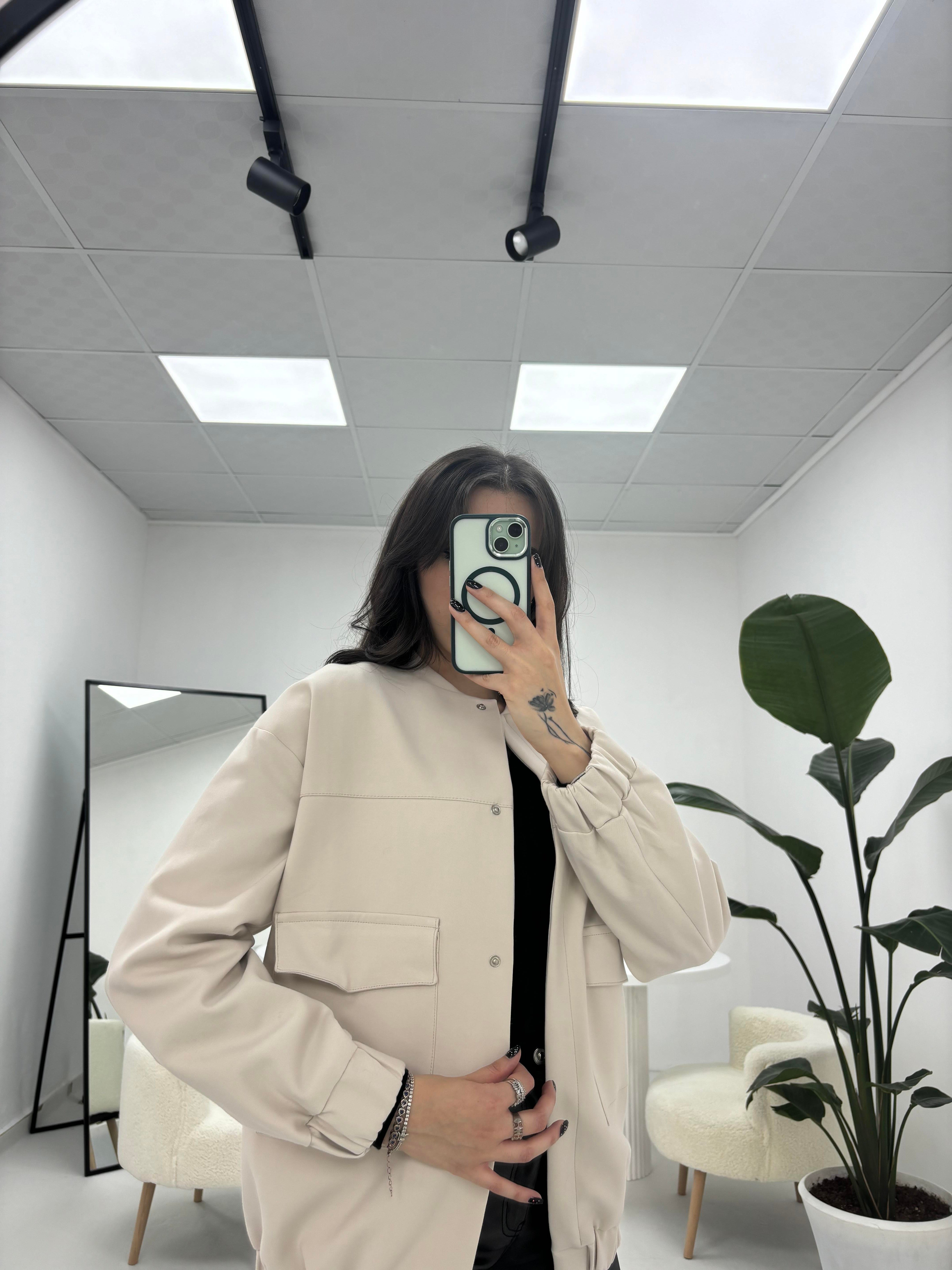 Premium Kalite Bomber Ceket Taş